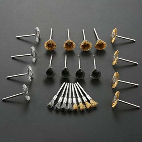 24pcs Brass Steel Wire Wheel Brush Set for Polishing & Grinding - Power Rotary Tool Accessories for Metal, Wood & Auto Restoration