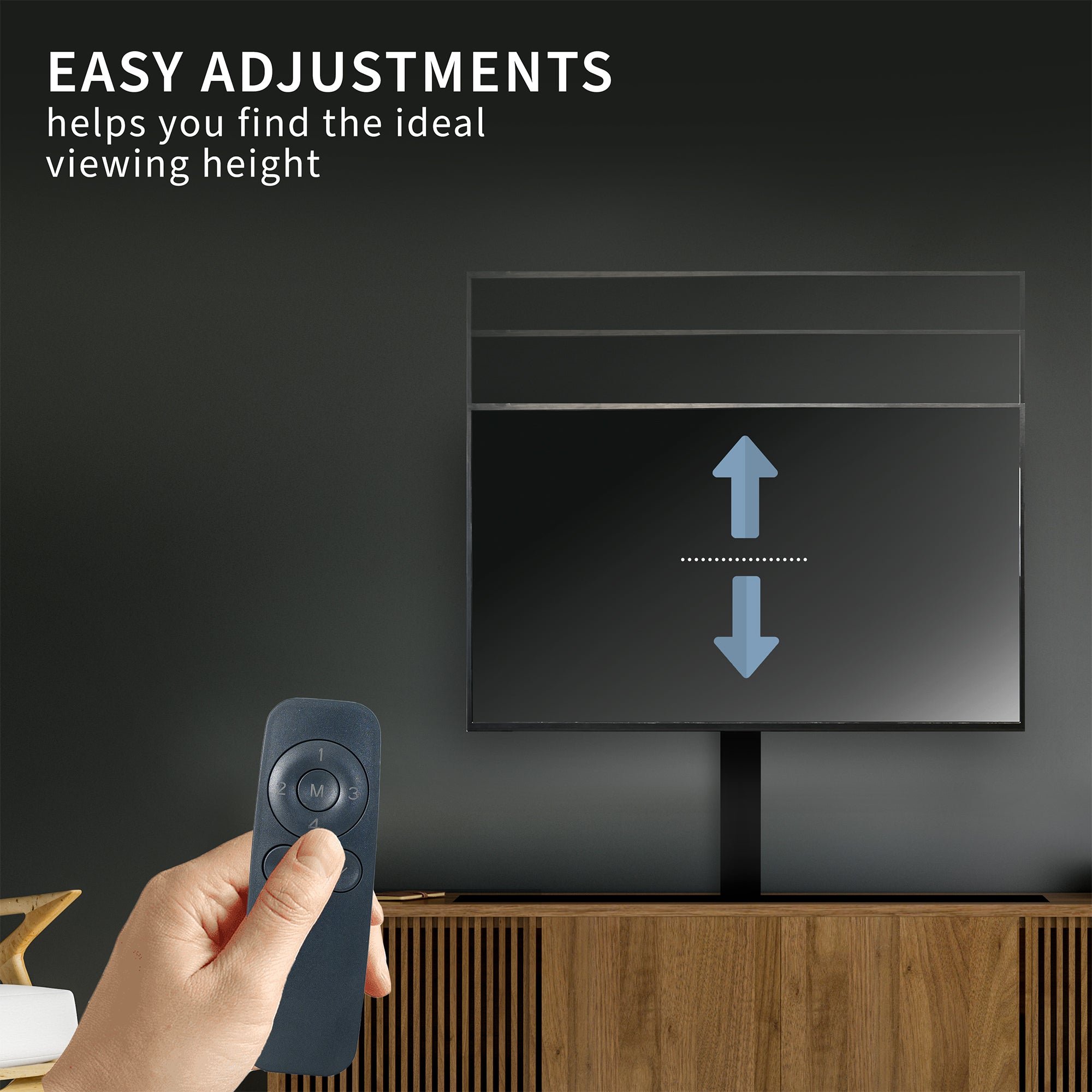 Motorized TV Stand for 32 to 65 Inch TVs - Height Adjustable TV Mount with Remote Control for Living Room, Bedroom & Home Theater