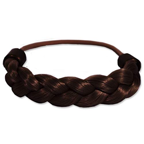 Braided Ponytail Wrap Hair Cuff - Synthetic Wig Hair Accessory with Elastic Band for Women & Teens - Dark Brown - Perfect for Dance, Cosplay & Everyday Styling