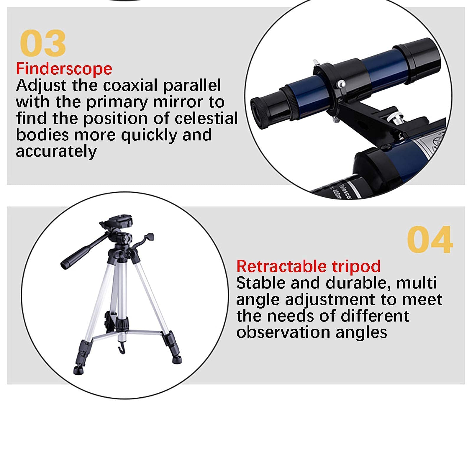 LICHWEST 400/70mm Astronomical Telescope with Tripod & Viewfinder - Perfect for Beginners, Kids & Adults - Moon Observation, Stargazing & Astronomy Learning - Great Gift for Space Enthusiasts
