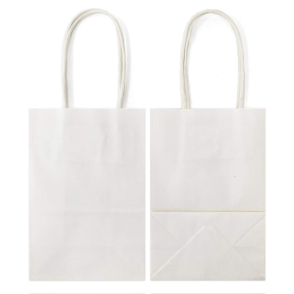AZOWA Mini Kraft Paper Gift Bags with Handles - 4 x 2.4 x 6 Inches, White, 12 Pack - Perfect for Party Favors, Wedding Gifts, Birthday Treats & Small Business Packaging