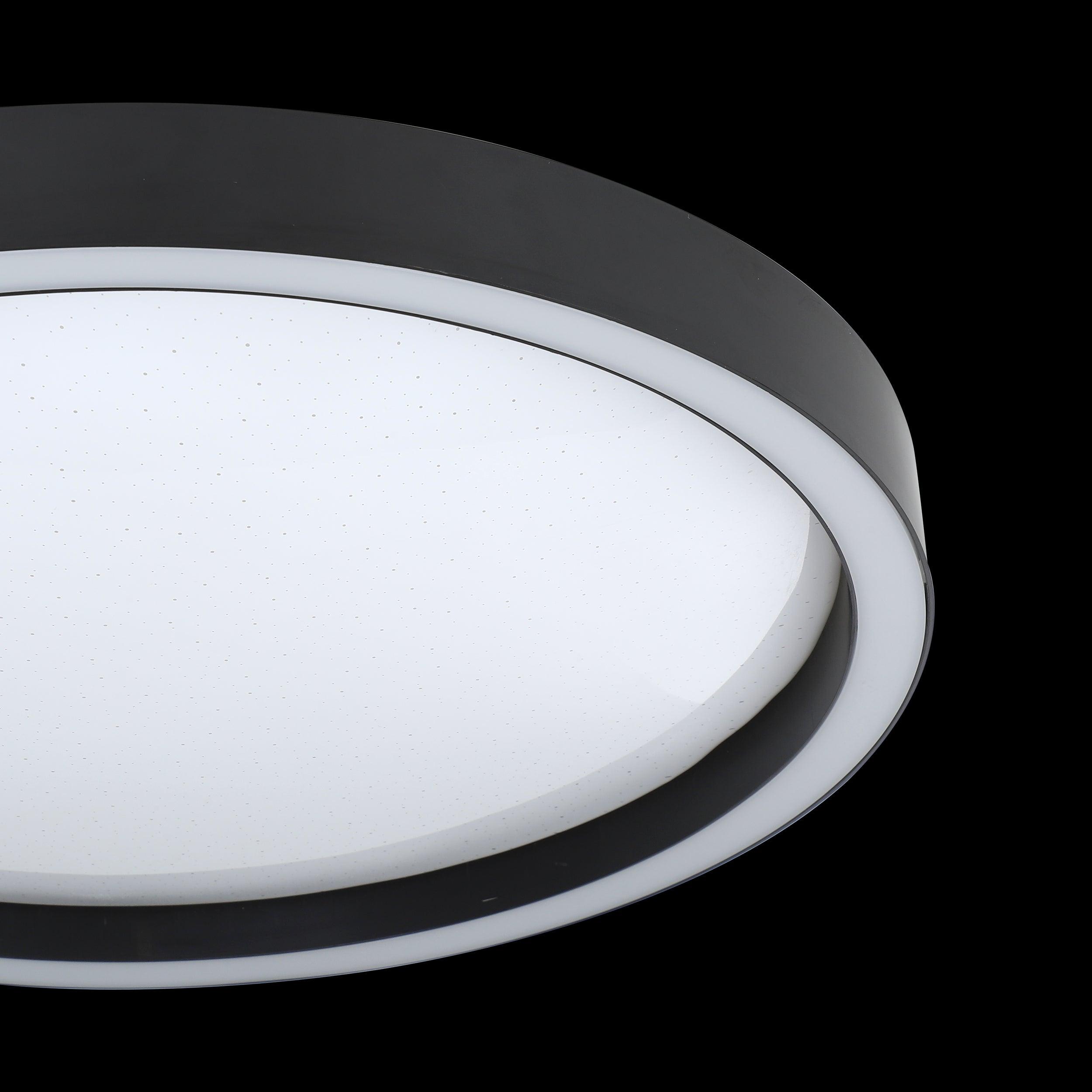 Eglo Connect Montemorelos Z Smart LED Flush Mount Ceiling Light - 16.5 Inch Black Modern Fixture with App Control for Bedroom, Living Room & Kitchen Lighting