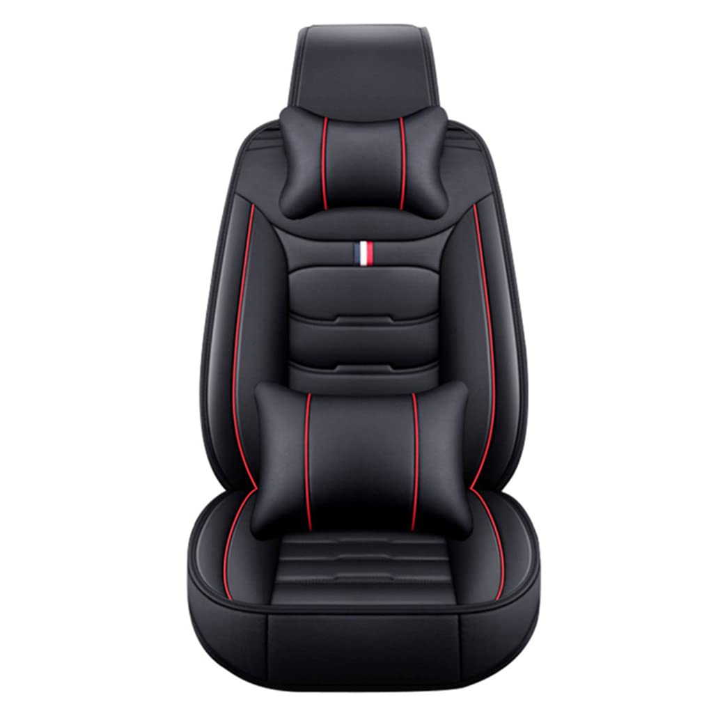 Premium PU Leather Front & Rear Seat Covers with Headrest & Backrest Cushions for Hyundai Santa Cruz - Black & Red, Comfortable & Durable Car Seat Protectors for Daily Commute, Road Trips & Off-Road Adventures