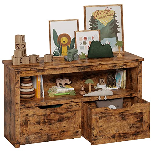 Vintage Toy Storage Organizer with Wheels & Shelves for Kids' Room