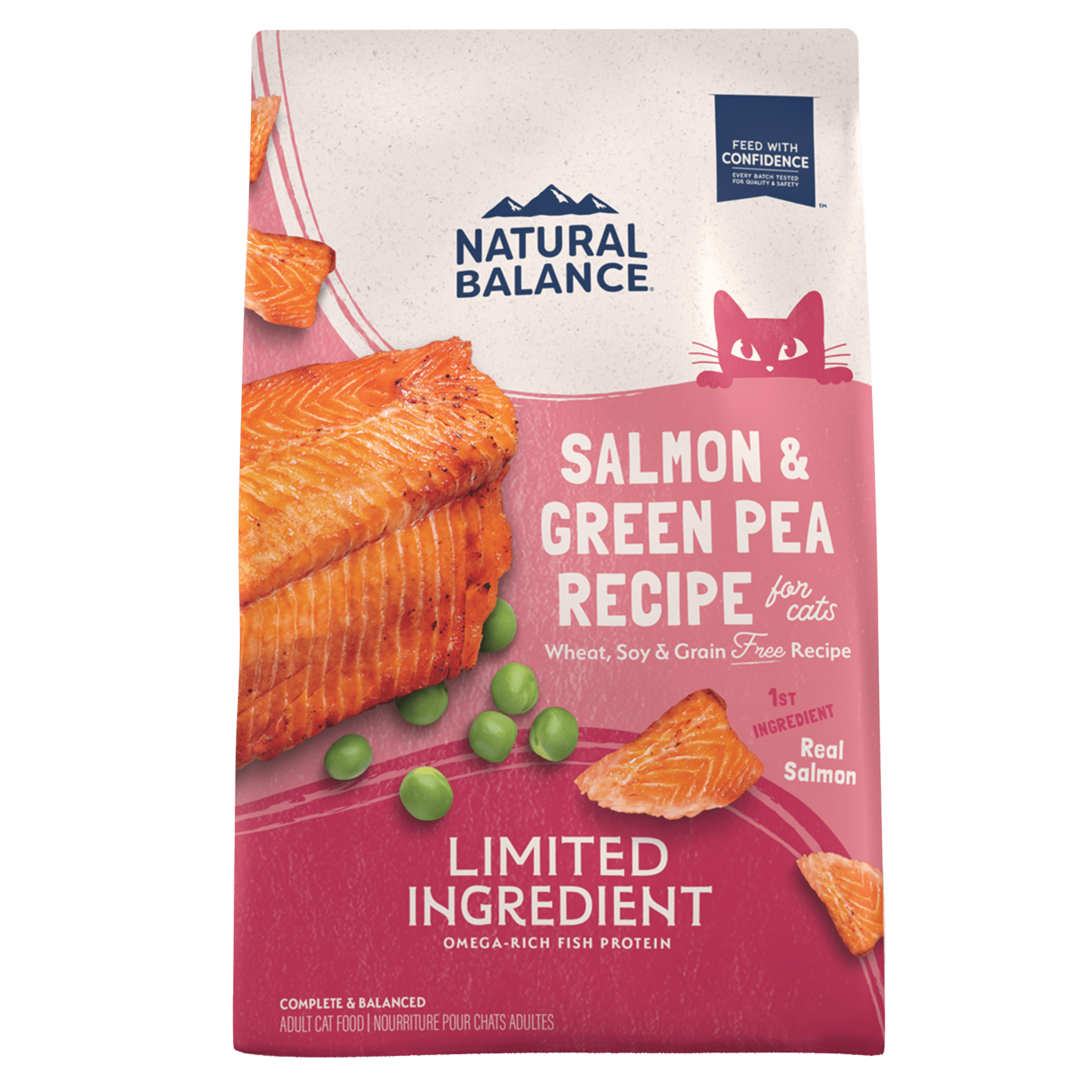 Natural Balance Limited Ingredient Grain Free Salmon & Green Pea Recipe Dry Cat Food - Hypoallergenic Cat Food for Sensitive Stomachs - Perfect for Indoor Cats with Allergies or Digestive Issues