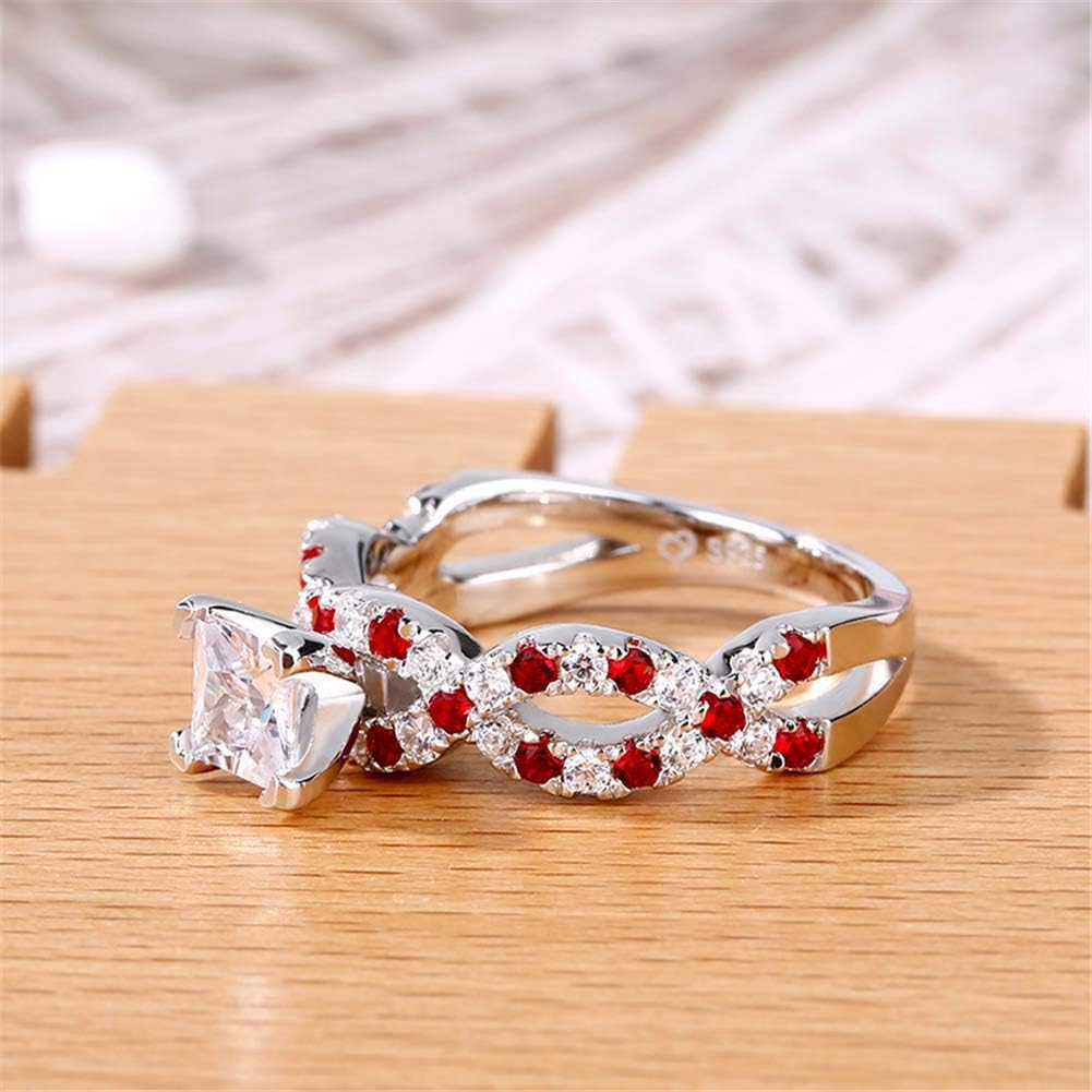 Jeulia 2.5 Carat Princess Cut Wedding Band Ring for Women - 925 Sterling Silver Twisted Eternity Ring with Birthstone - Engagement, Promise & Anniversary Ring - Jewelry Gift Box Included - Perfect for Proposals, Weddings & Special Occasions