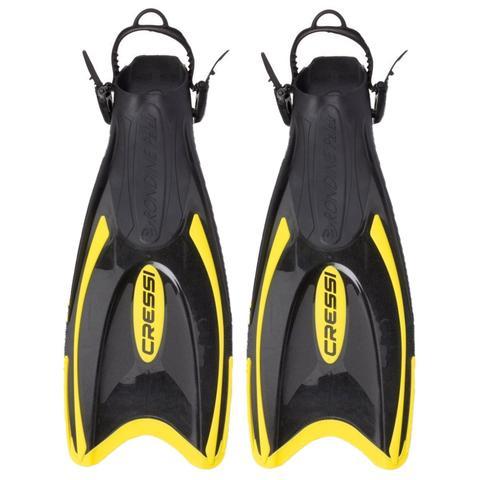 Cressi Palau Adjustable Snorkeling Fins - Black/Yellow for Scuba Diving, Swimming & Water Sports | Comfortable Fit for Men & Women