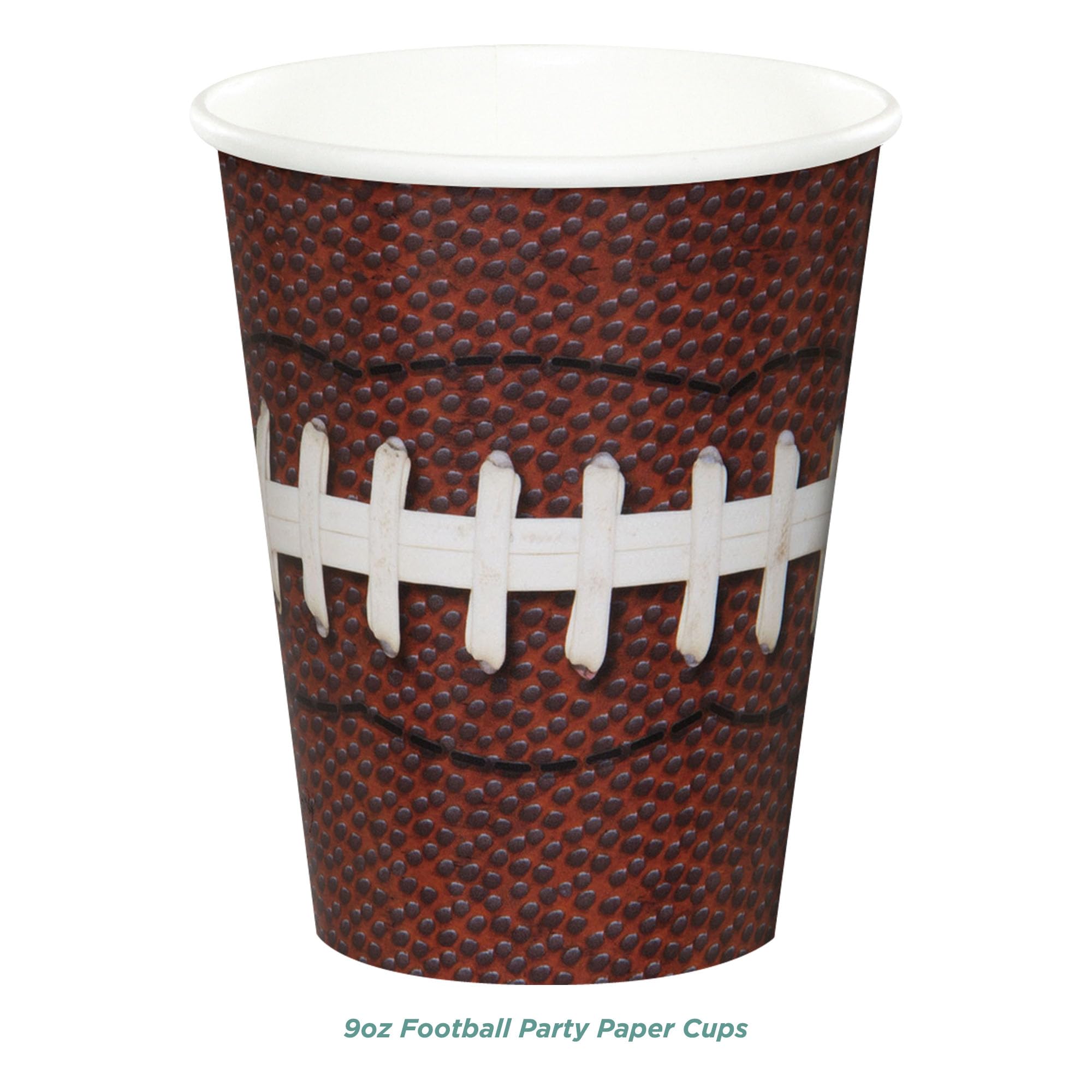 Football Party Supplies Set - 16 Oval Paper Dinner Plates, Luncheon Napkins & Beverage Cups for Game Day Tailgating & Sports Themed Events