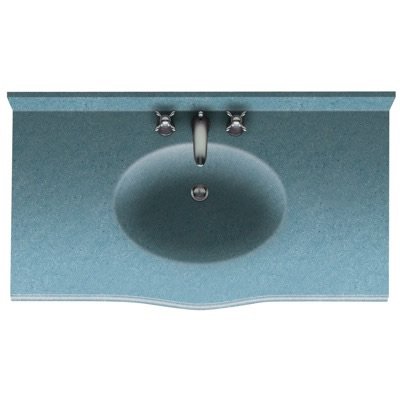 Swan EV02237.059 Europa Solid Surface Single-Bowl Vanity Top, 37-in Length, 22-in Width, 6.875-in Height, Tahiti Ivory for Modern Bathroom Renovation