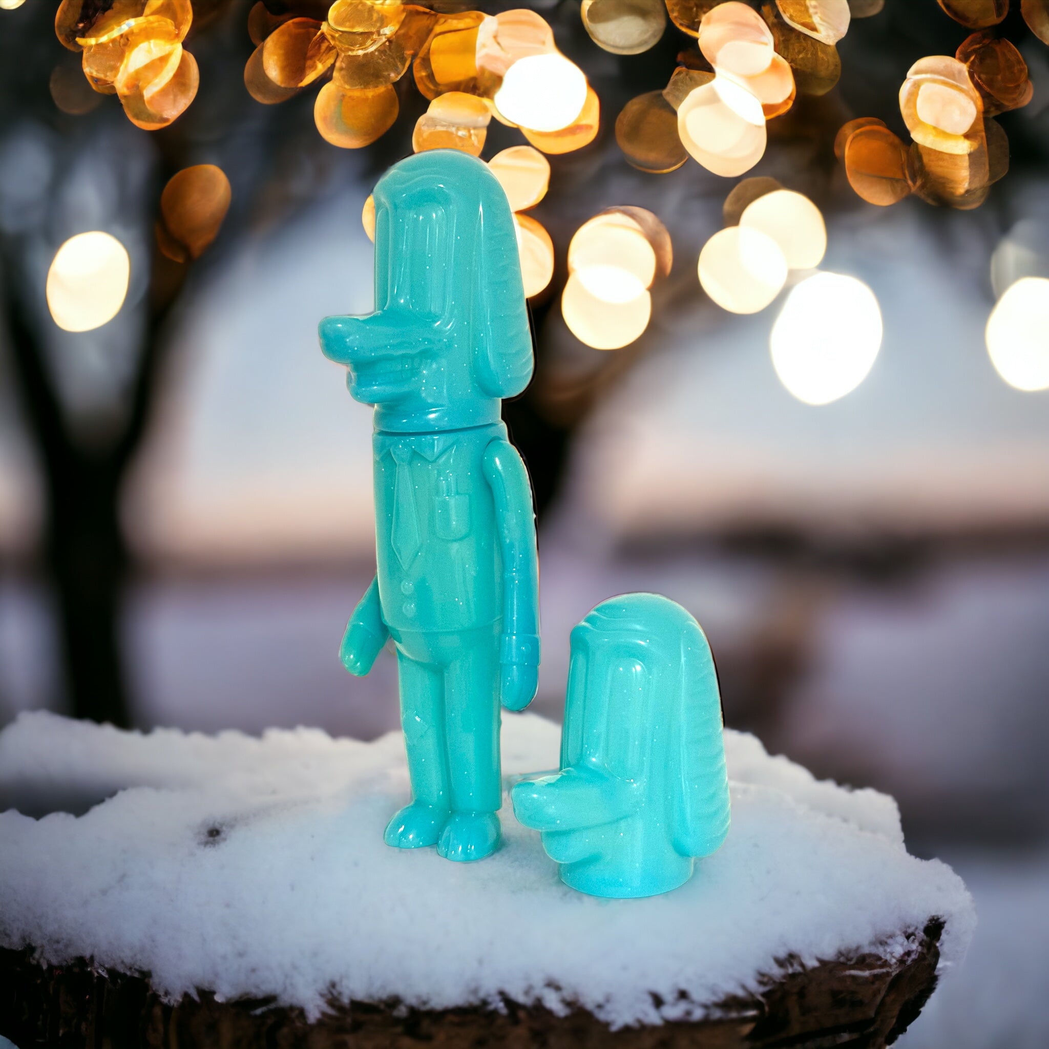 Clear With Stuff Inside Glow Dog by Vincent Scala - Unique Glowing Dog Figurine for Home Decor, Night Light & Gift Idea