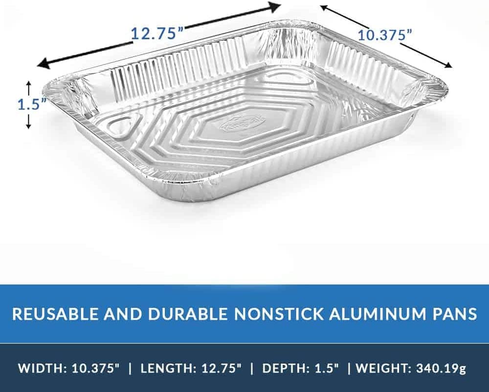 Aluminum Half Size Shallow Pans with Lids - 60-Pack Disposable Foil Baking Pans for Food Prep, Cooking & Meal Storage - 100% Recyclable Cookware - Perfect for Catering, Parties & Holiday Baking