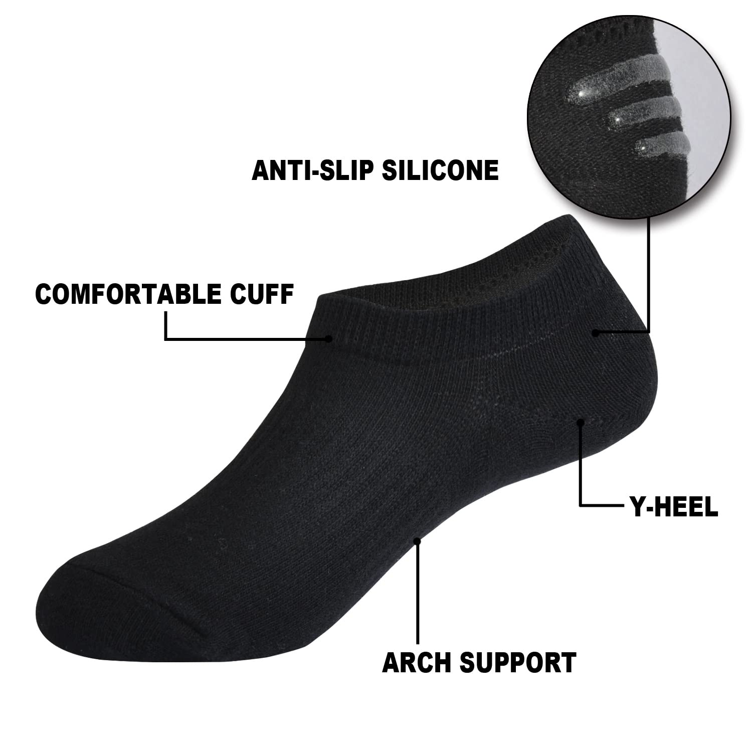EPEIUS Kids No Show Socks for Girls & Boys - 6/12 Pack Low Cut Cotton Socks with Non-Slip Grip - Perfect for School, Sports & Everyday Wear