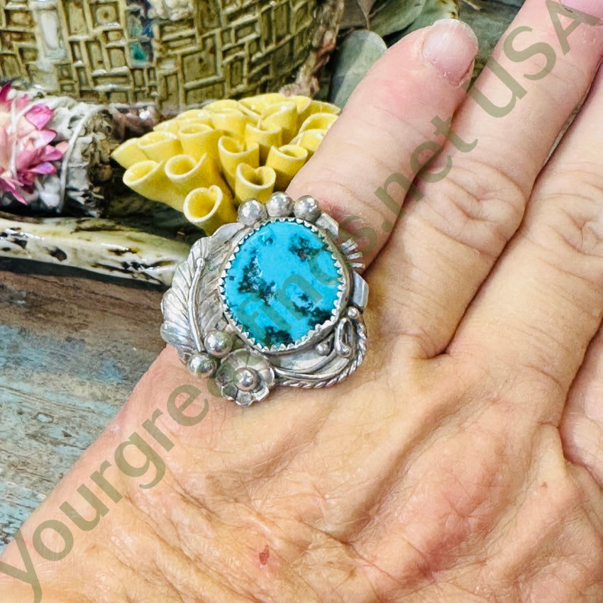 Sterling Silver Turquoise Feather Ring for Women - Size 6.25 - Handmade Native American Jewelry - Perfect for Boho Fashion, Gift Giving & Special Occasions