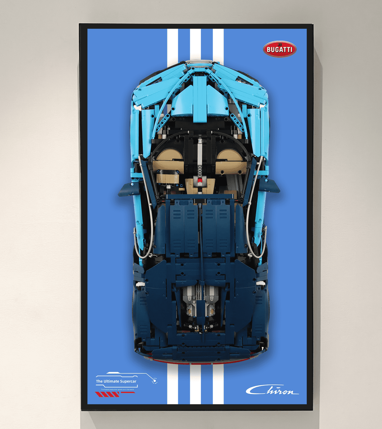 Lego 42083 Technic™ Bugatti Chiron Display Wall Frame - Showcase Your Lego Car Collection - Perfect for Home Office, Game Room, and Gift for Lego Enthusiasts