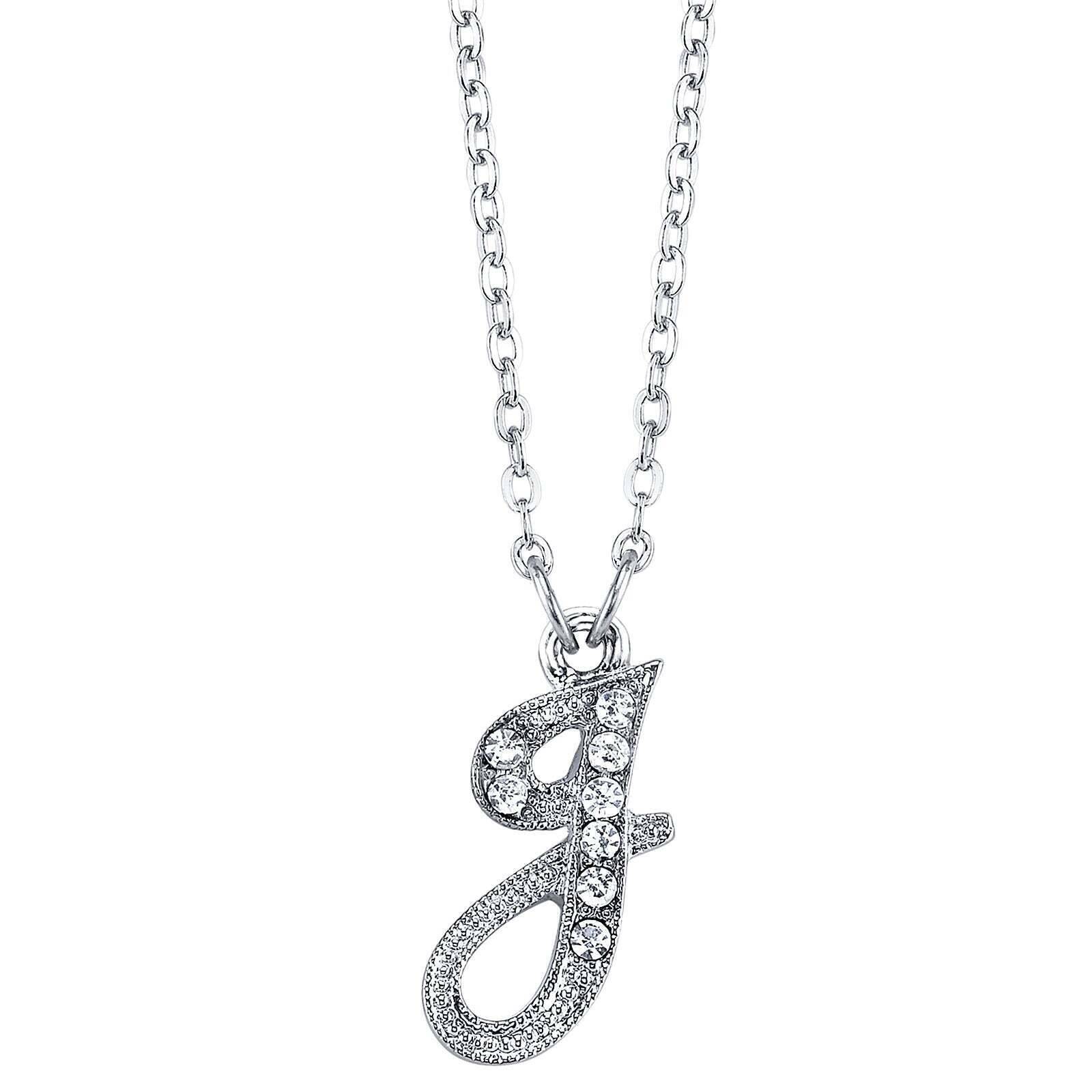 1928 European Crystal Initial Necklace - Personalized Name Pendant with 16