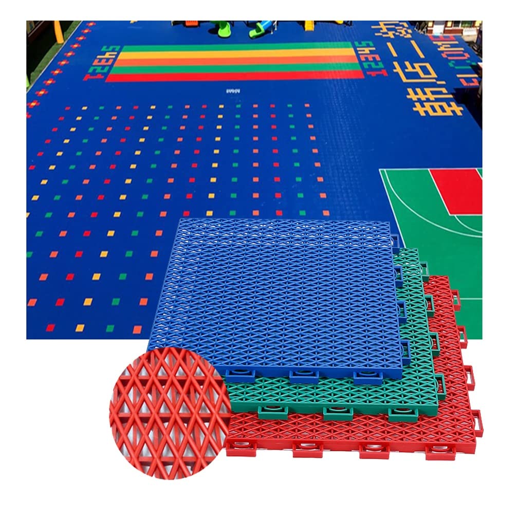 Interlocking Floor Tiles 25x25cm - Waterproof Modular Sports Mats for Basketball Court, Playground, Gym & School - Durable Kindergarten Flooring for Indoor/Outdoor Use - Perfect for Stadiums, Amusement Parks & Home Exercise Areas