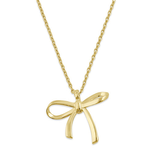 14K Yellow Gold Bow Necklace for Women - Elegant & Dainty Jewelry Gift for Her - Perfect for Valentine's Day, Anniversary & Special Occasions