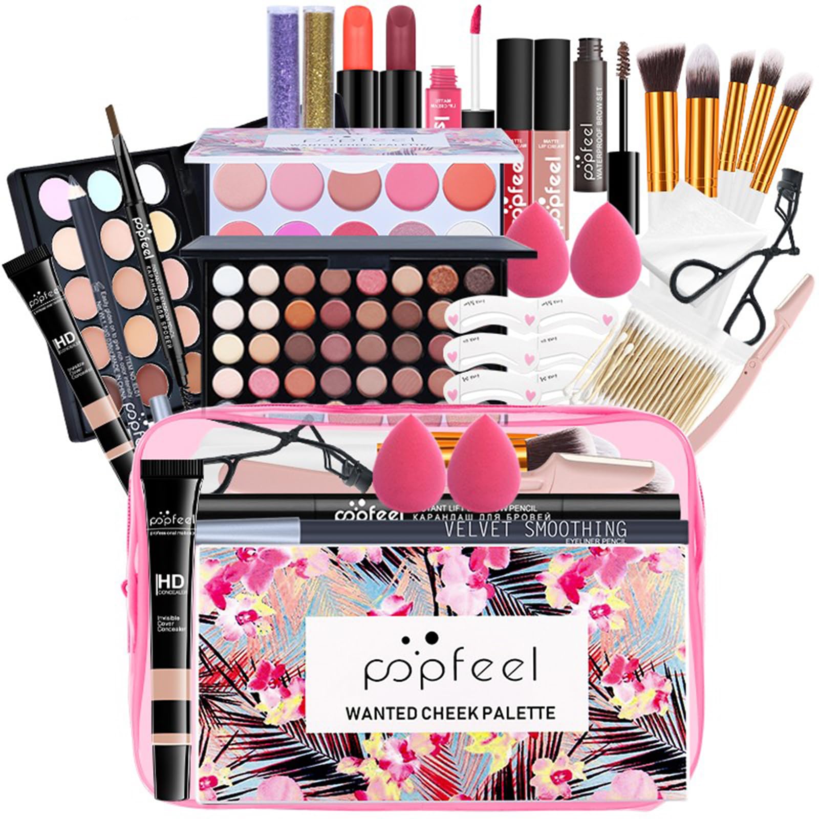 FantasyDay Complete Makeup Kit - Christmas Makeup Gift Set with Eyeshadow, Lipstick, Brushes, Contour Stick, Concealer, Mascara, Blush, Powder | Perfect for Holiday Gifting, Birthday Presents & Professional Makeup Artists
