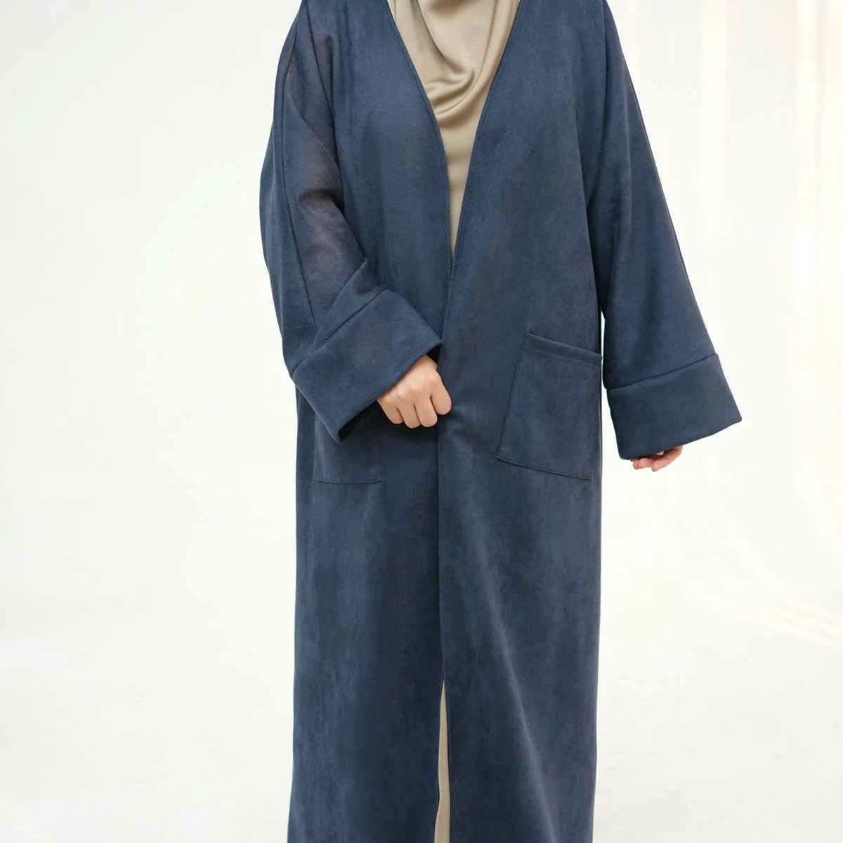 Soft Velvet Cardigan Open Abaya Coat for Women - Winter & Fall Fashion Outerwear - Perfect for Layering, Office Wear, and Special Occasions
