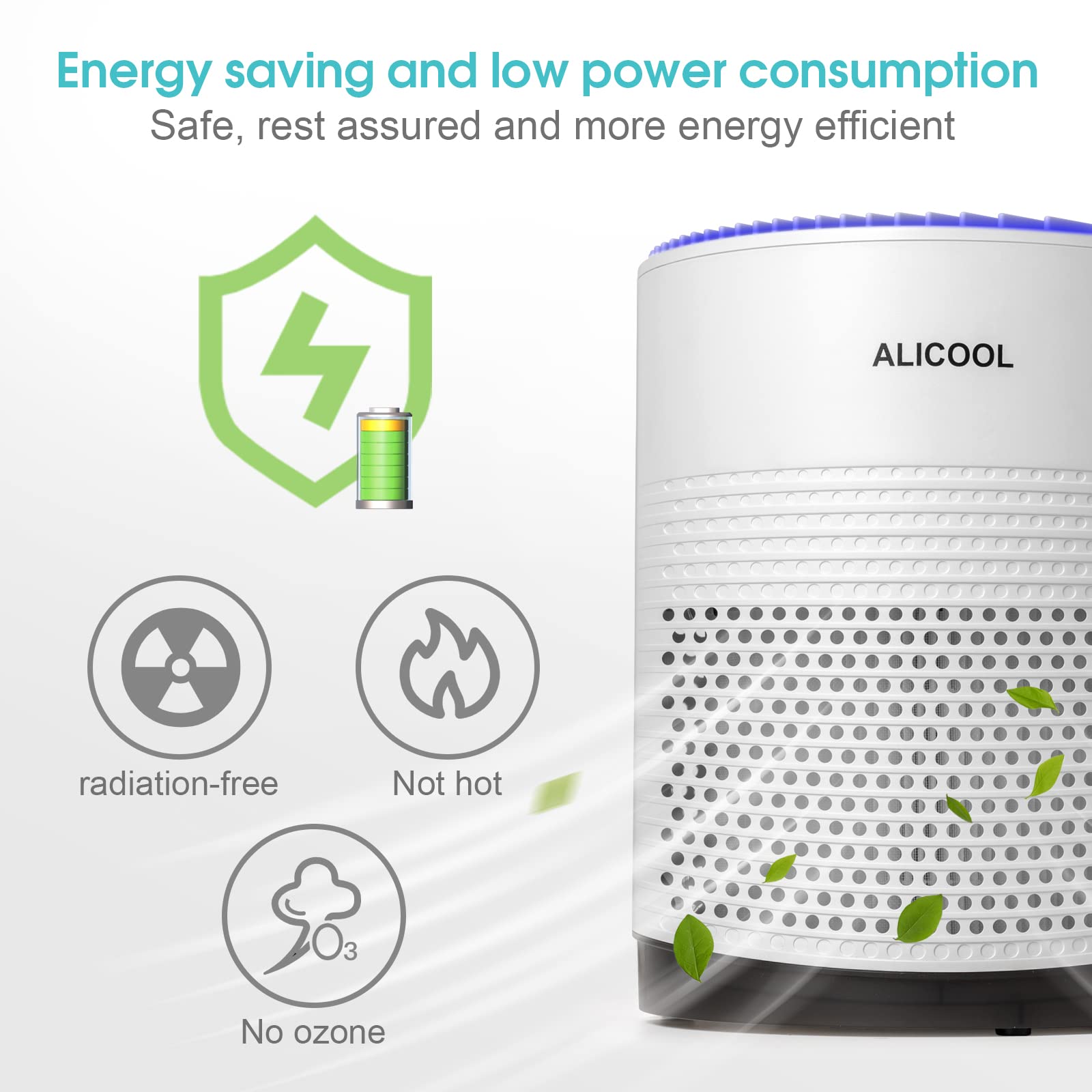 ALICOOL True H13 HEPA Air Purifier - 99.97% Removal of Dust, Pollen, Mold, Pet Hair & Smoke | Quiet Sleep Mode with Night Light | Ideal for Bedroom, Office & Living Room | Improves Air Quality for Allergy & Asthma Relief