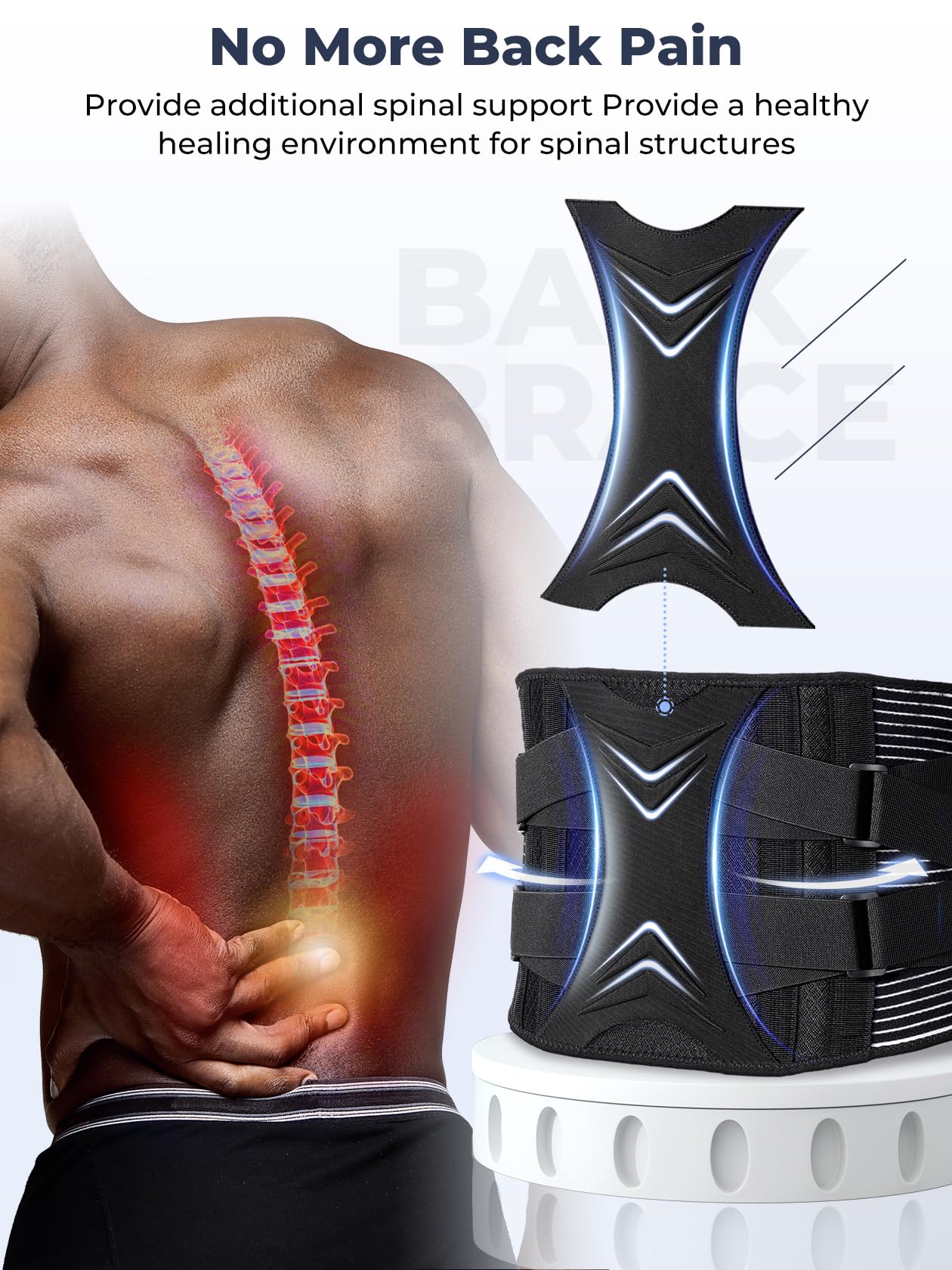 KKM Back Brace for Lower Back Pain Relief - Support for Herniated Disc, Sciatica & Scoliosis - Breathable Lumbar Support Belt with Removable Pad for Men & Women - Ideal for Office Work, Driving & Post-Surgery Recovery