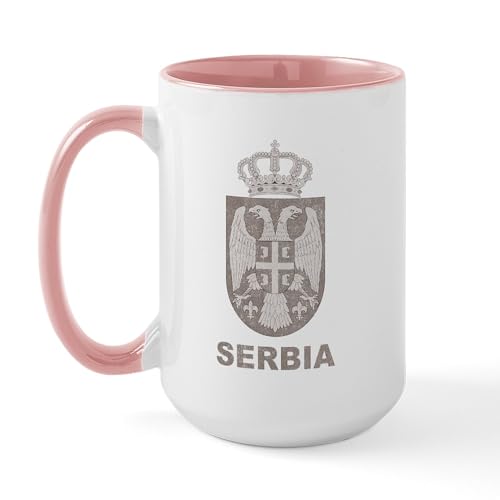 White/Pink Inside - Vintage Serbia Large Mug