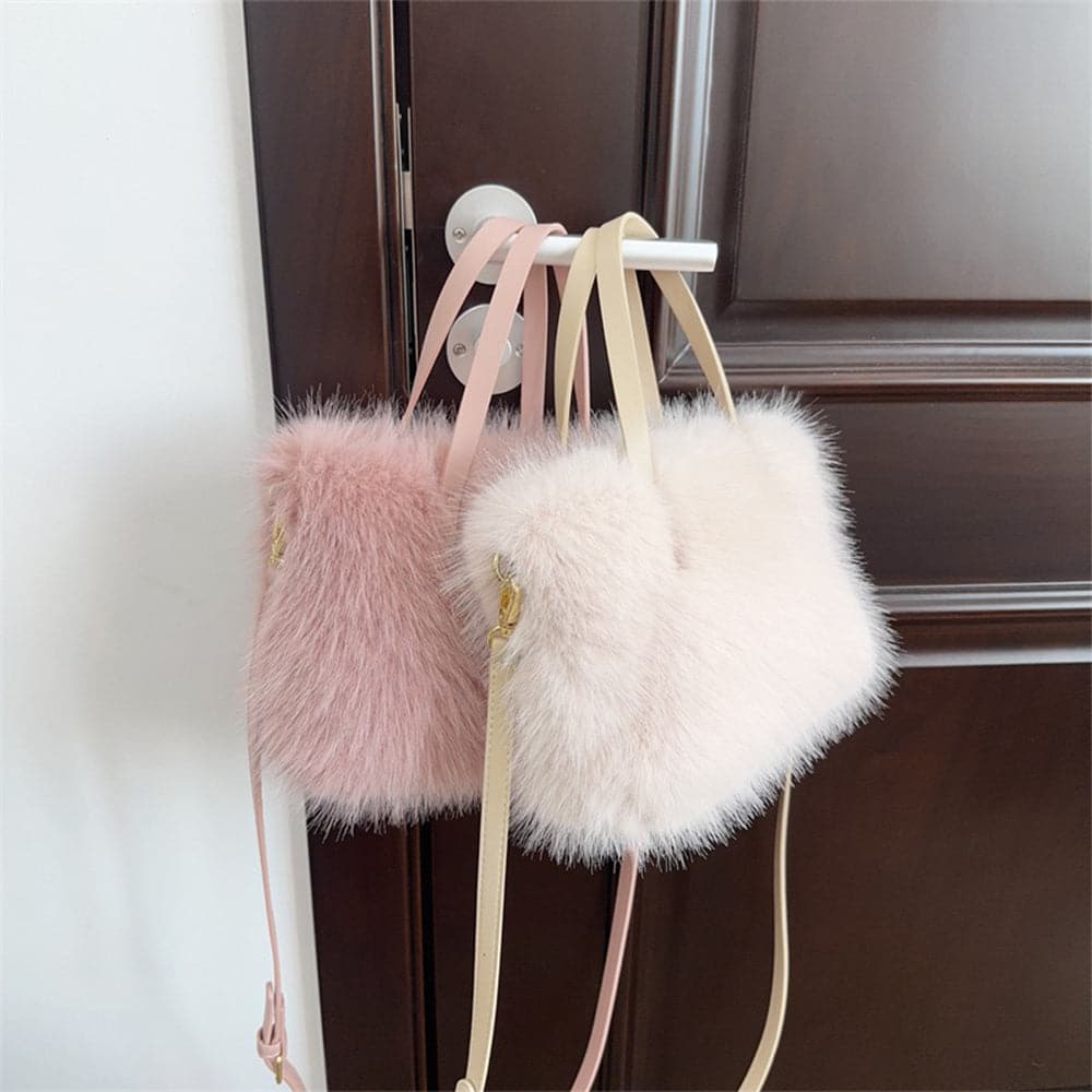 AG Collective Fluffy Crossbody Bag for Women - Top Handle Shoulder Purse - Perfect for Casual Outings, Shopping & Travel Accessories