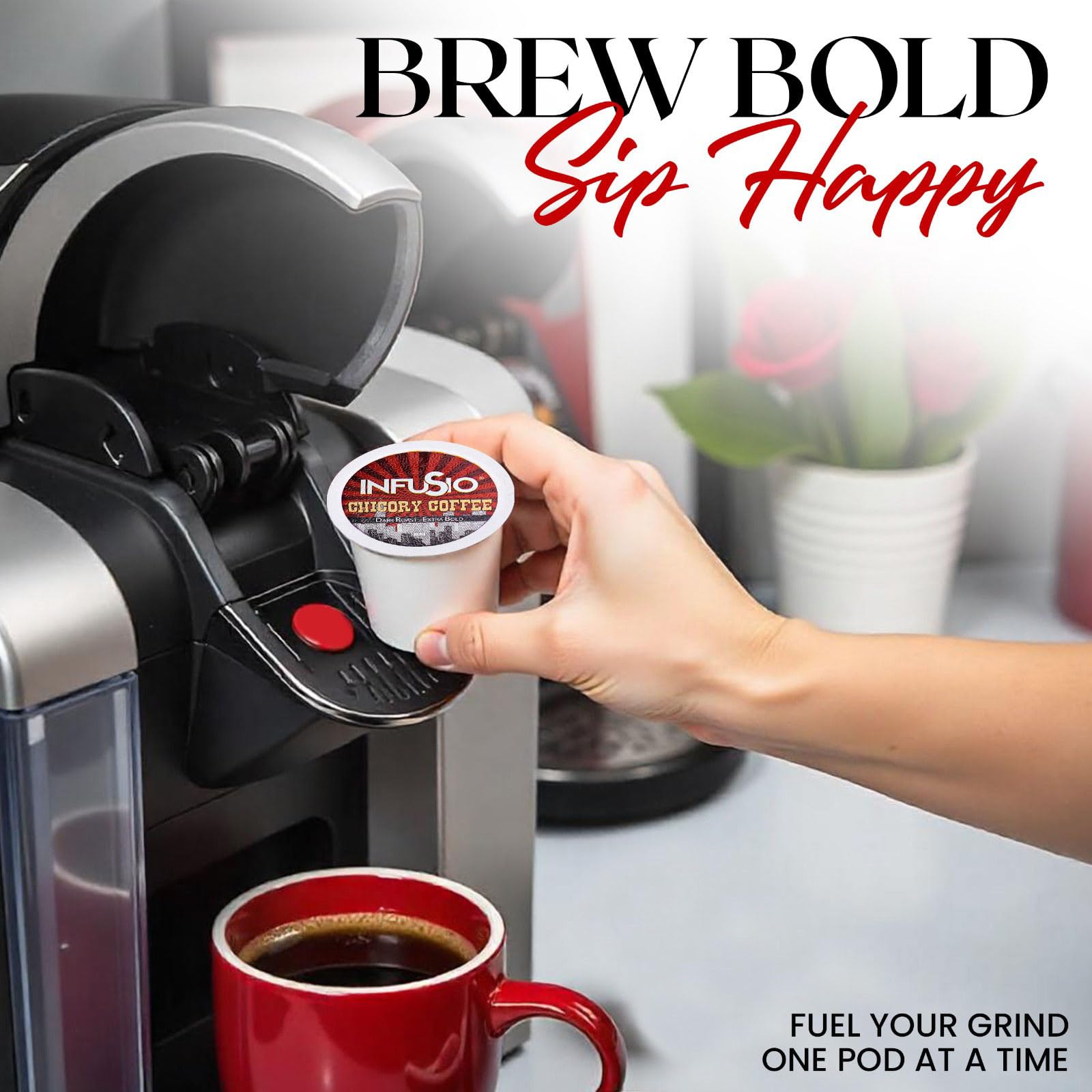 InfuSio Chicory Coffee Pods - 96 Count Single Serve K-Cups for Keurig Brewers | Premium Roasted Coffee Blend | Perfect for Morning Energy & Afternoon Relaxation