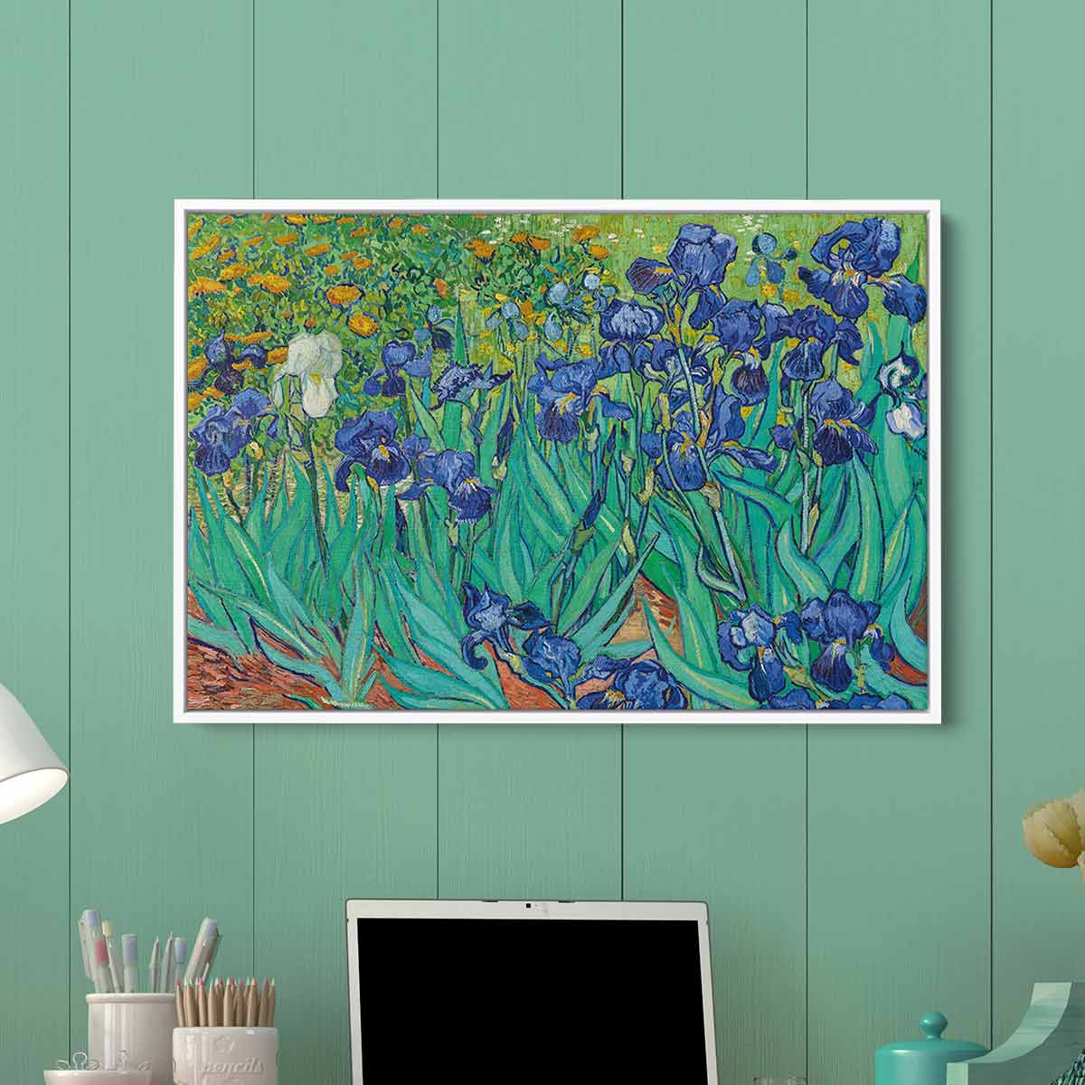 Blue Irises Wall Art Canvas Print - Modern Floral Home Decor for Living Room, Bedroom & Office - 7382