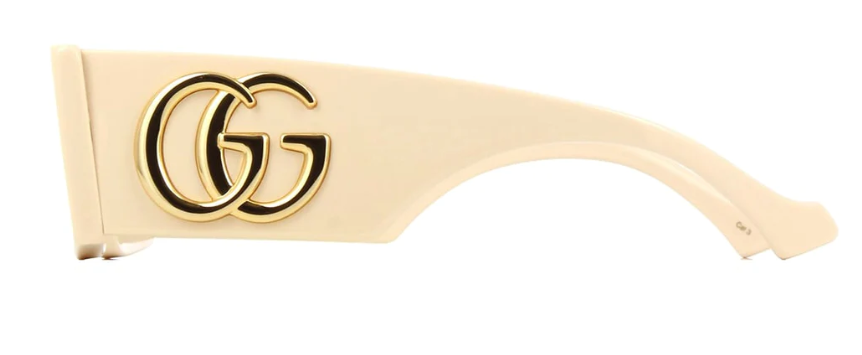 Gucci GG1425S 004 Ivory White & Light Brown Rectangle Sunglasses for Women - Luxury Designer Shades for Beach, Driving & Outdoor Fashion