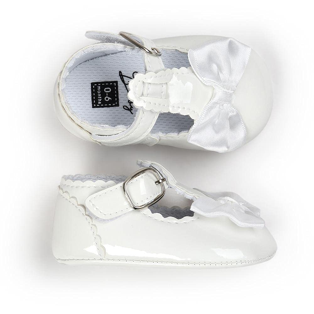 Baby Girls Soft Sole Bowknot Mary Jane Shoes 0-18M - Perfect for Weddings & Special Occasions