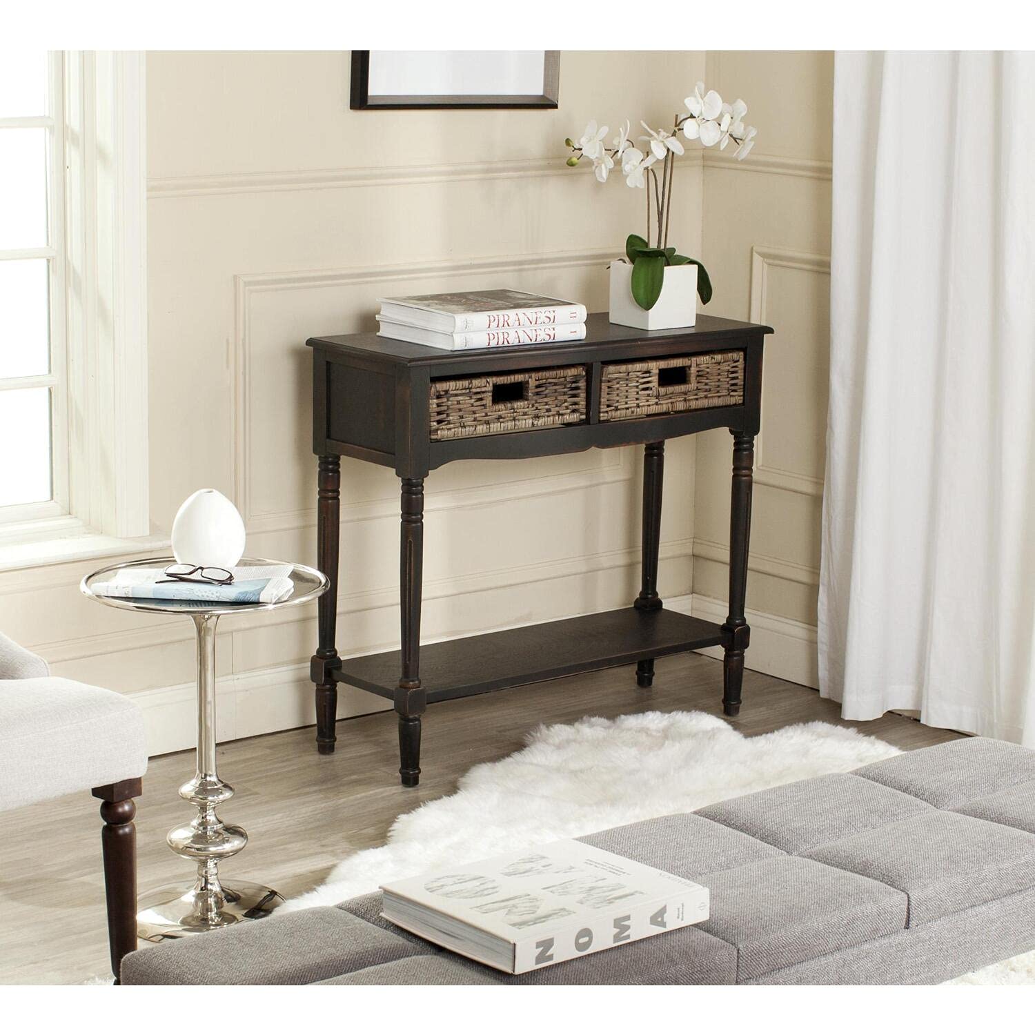 SAFAVIEH American Homes Collection Corbin Brown Console Table - Entryway, Living Room & Hallway Furniture for Home Decor