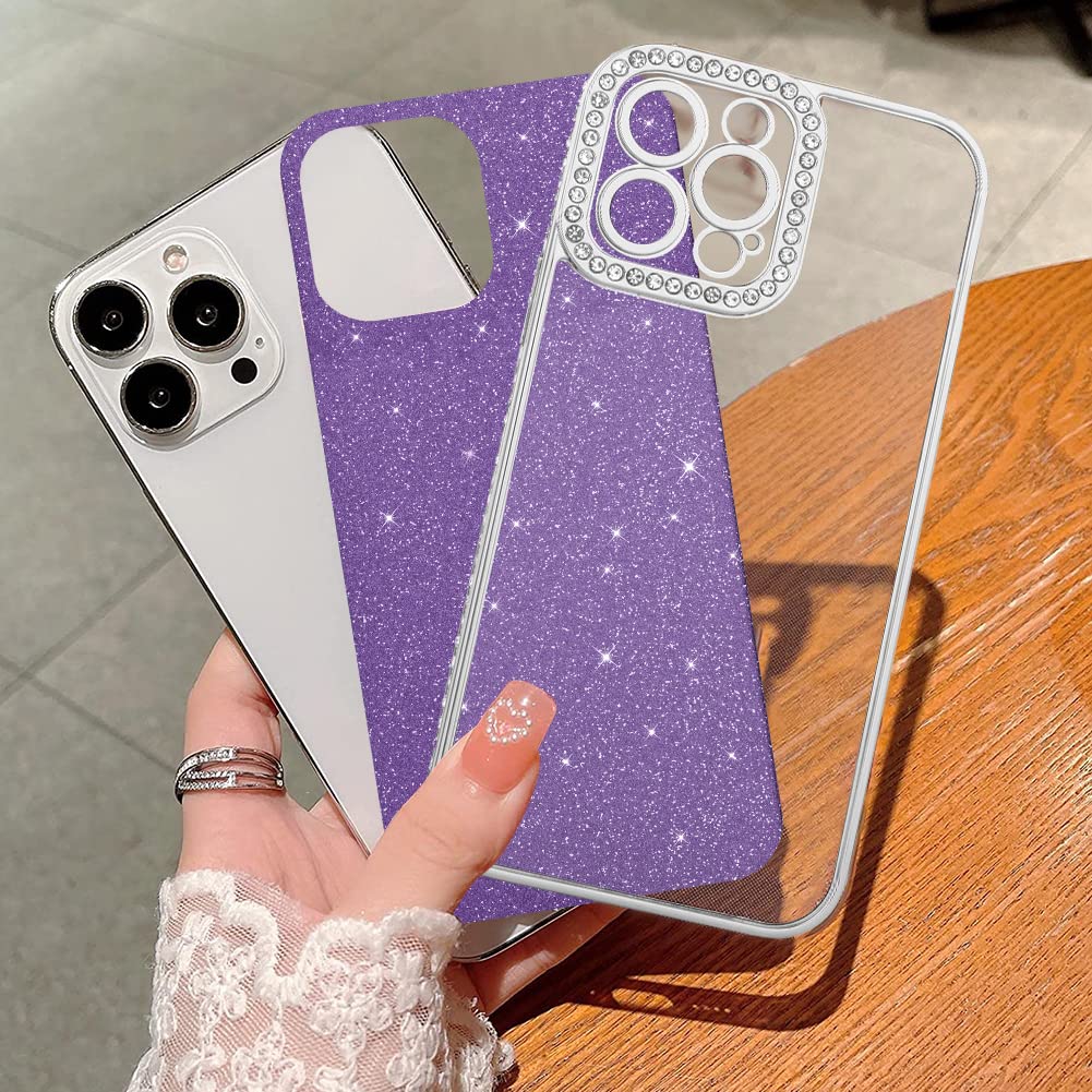 OOK Compatible iPhone 12 Pro Max Case - Diamond Clear Hard PC Case with Purple Glitter Design, 360° Shockproof Protection & Anti-Scratch Camera Cover | Perfect for Everyday Use, Travel & Special Occasions