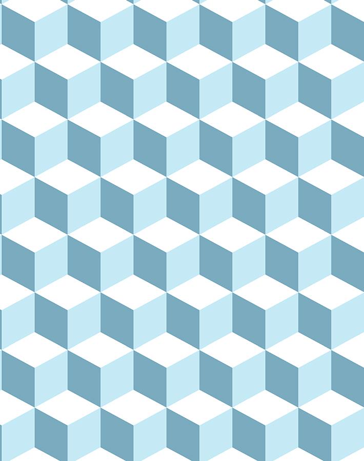 Wallshoppe 'Ice Cubist' Baby Blue Wallpaper - Modern Geometric Peel & Stick Wallpaper for Nursery, Bedroom, and Living Room Decor