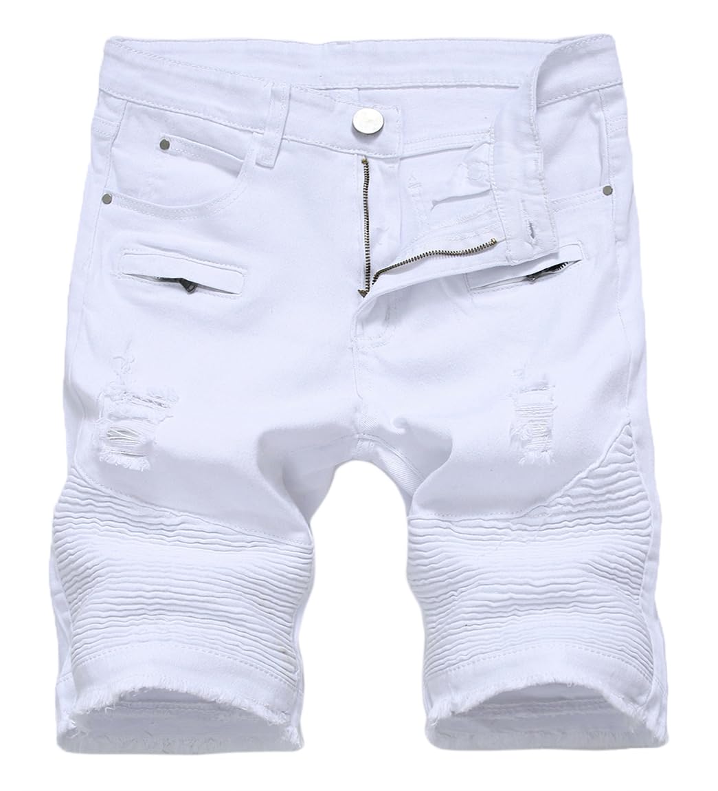 Baylvn Men's Ripped Distressed Denim Shorts - Slim Fit Casual Summer Shorts for Beach, Streetwear & Outdoor Activities