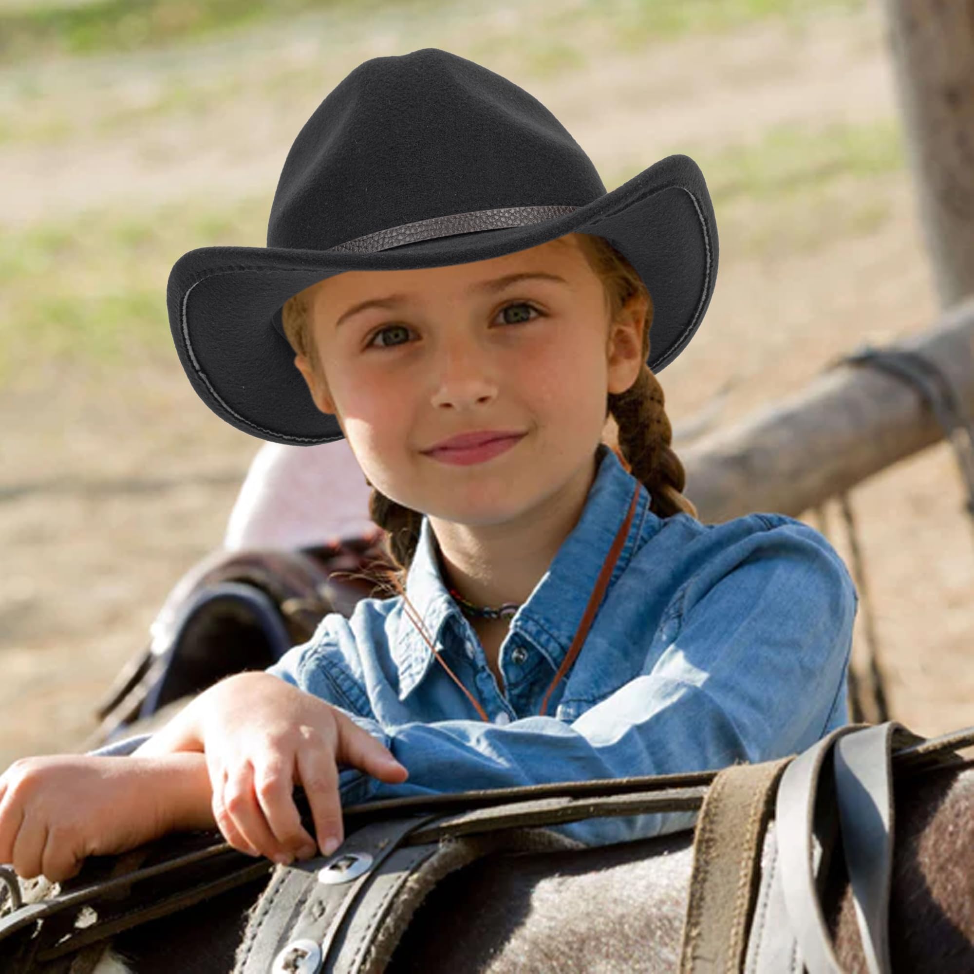 Cowboy Hat for Boys & Girls - Western Felt Fedora Hat for Kids Ages 3-6 Years | Perfect for Halloween, Costume Parties & Western Themed Events