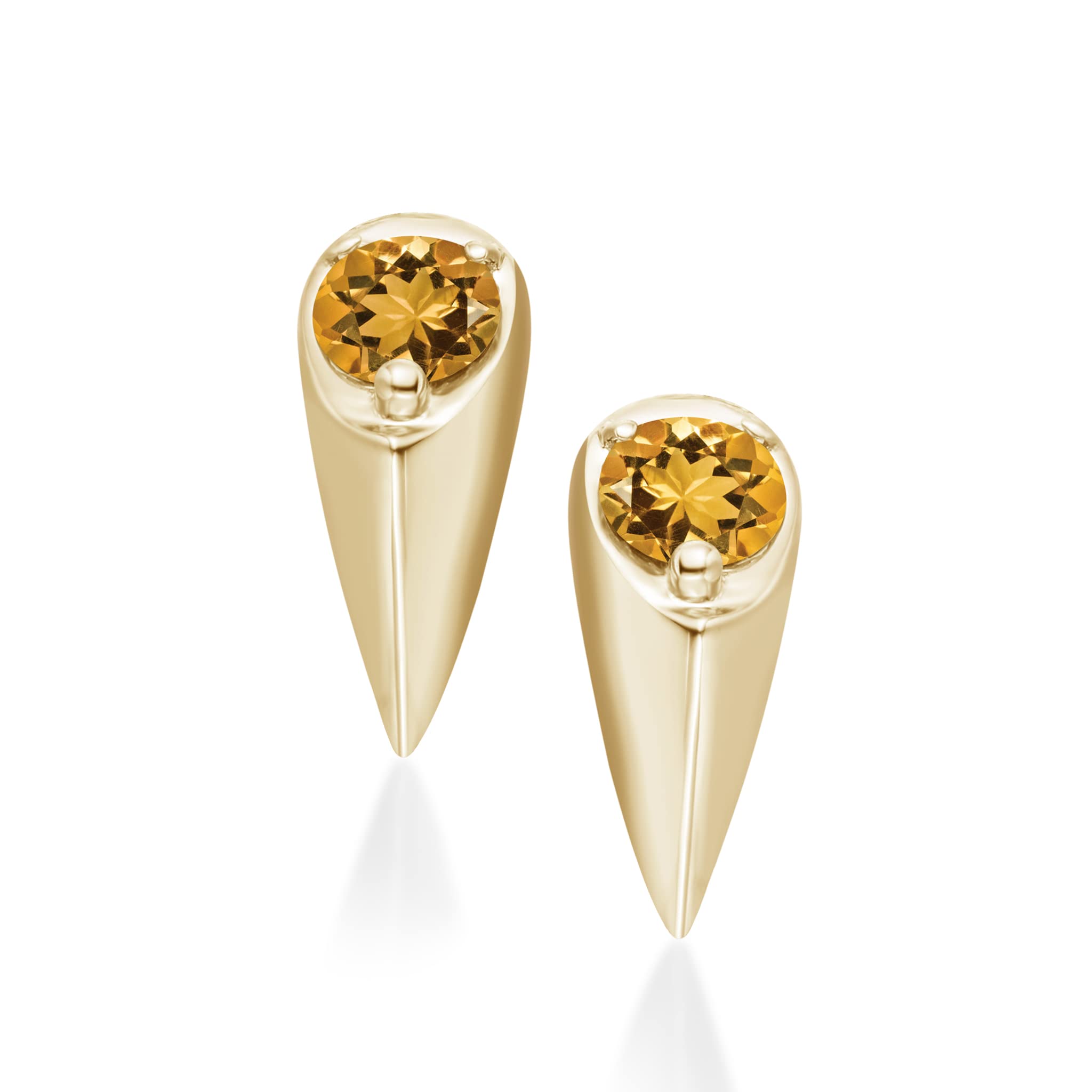 Citrine Stud Earrings - Small Drop Dainty Stackable Earrings for Multiple Piercings - Tiny November Birthstone Jewelry - Yellow Sapphire Accent - Perfect for Everyday Wear, Gift Giving & Special Occasions