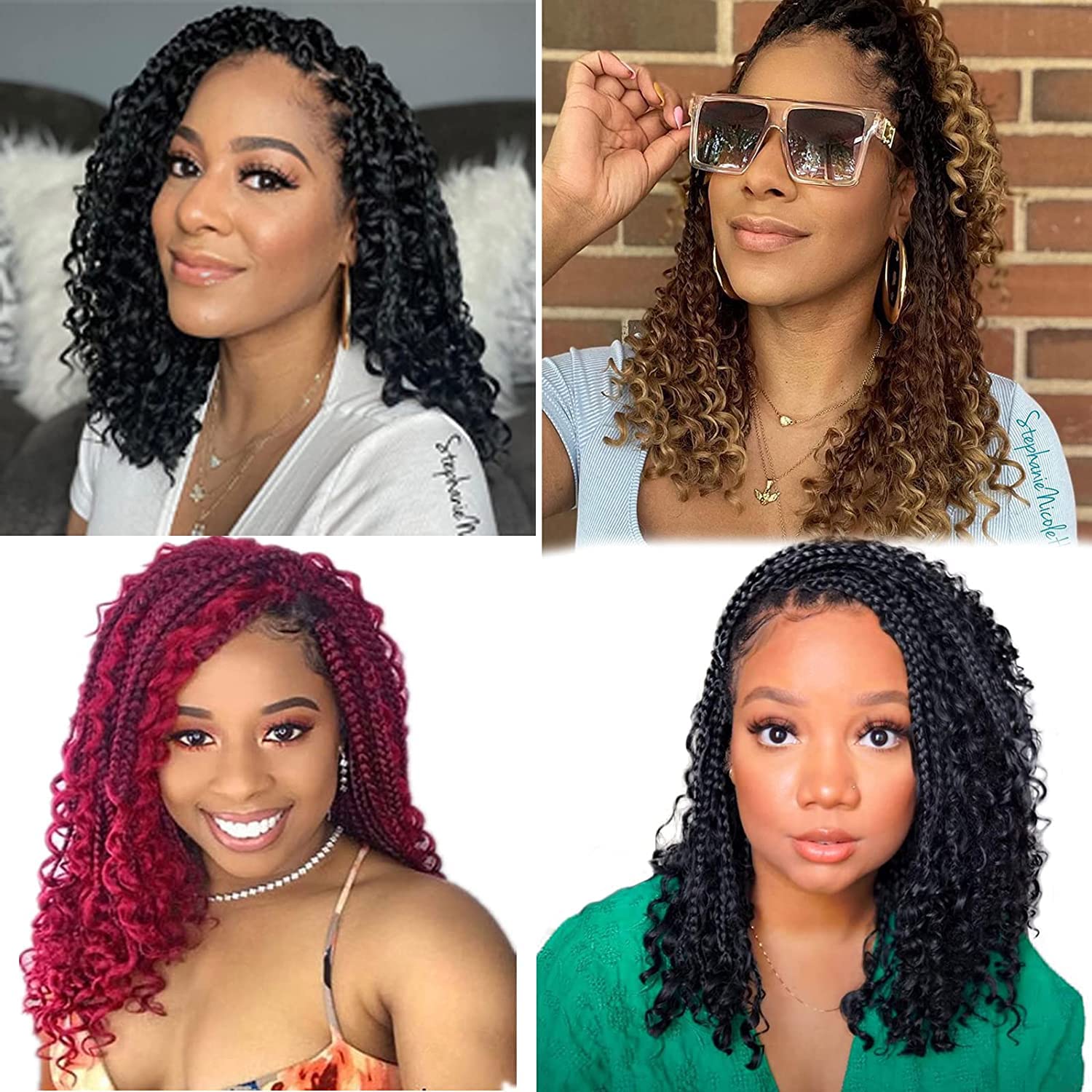 8 Packs Boho Box Braids Crochet Hair Extensions - 20 Inch Pre-Looped 1B/30/27 Goddess Braids for Black Women | Perfect for Protective Styling, Everyday Wear & Special Occasions