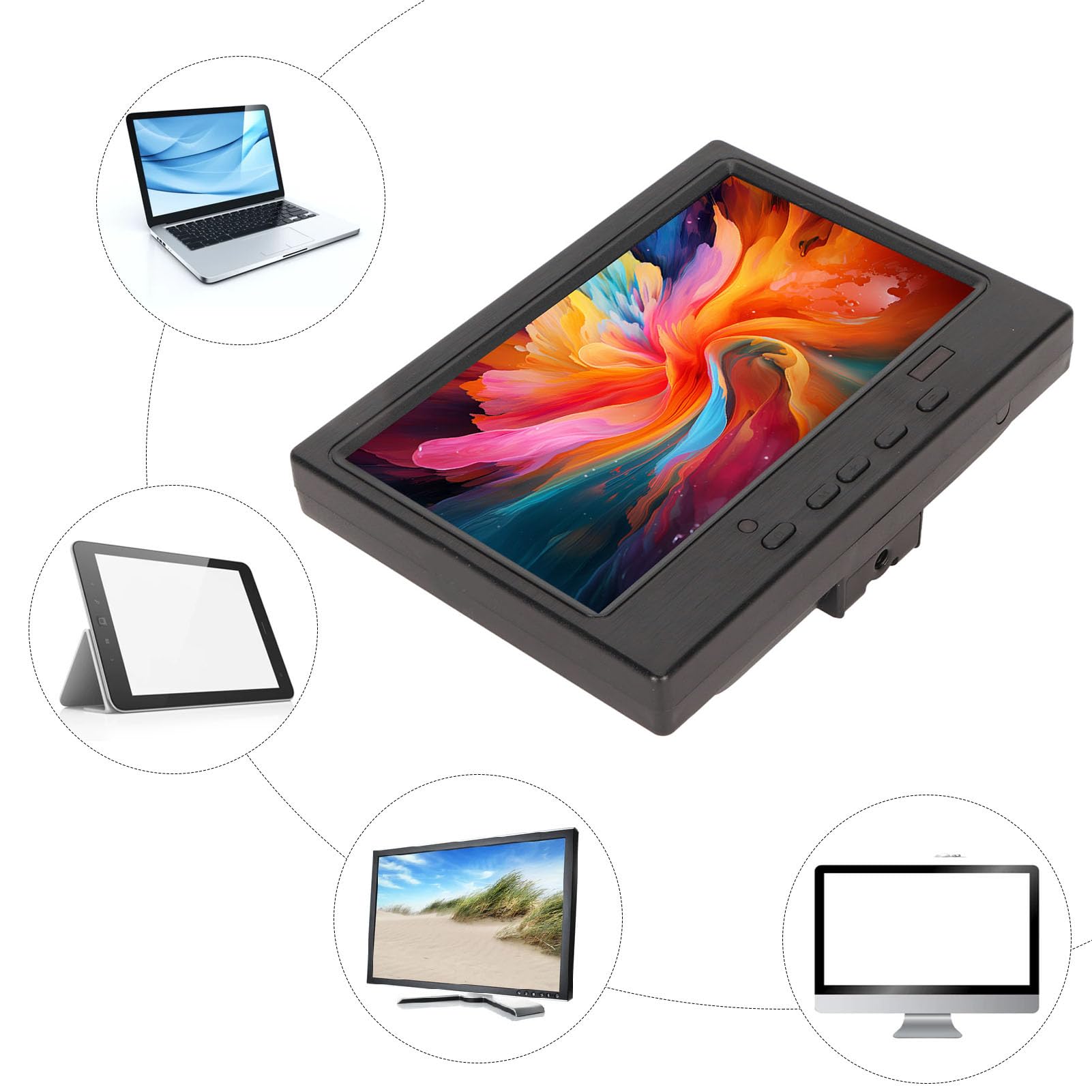 7 Inch Portable Monitor for Laptop - HDMI VGA AV Interface Mini External Display for PC Gaming & Travel - Lightweight Ultra-Thin Screen for Work, Entertainment & Business Presentations