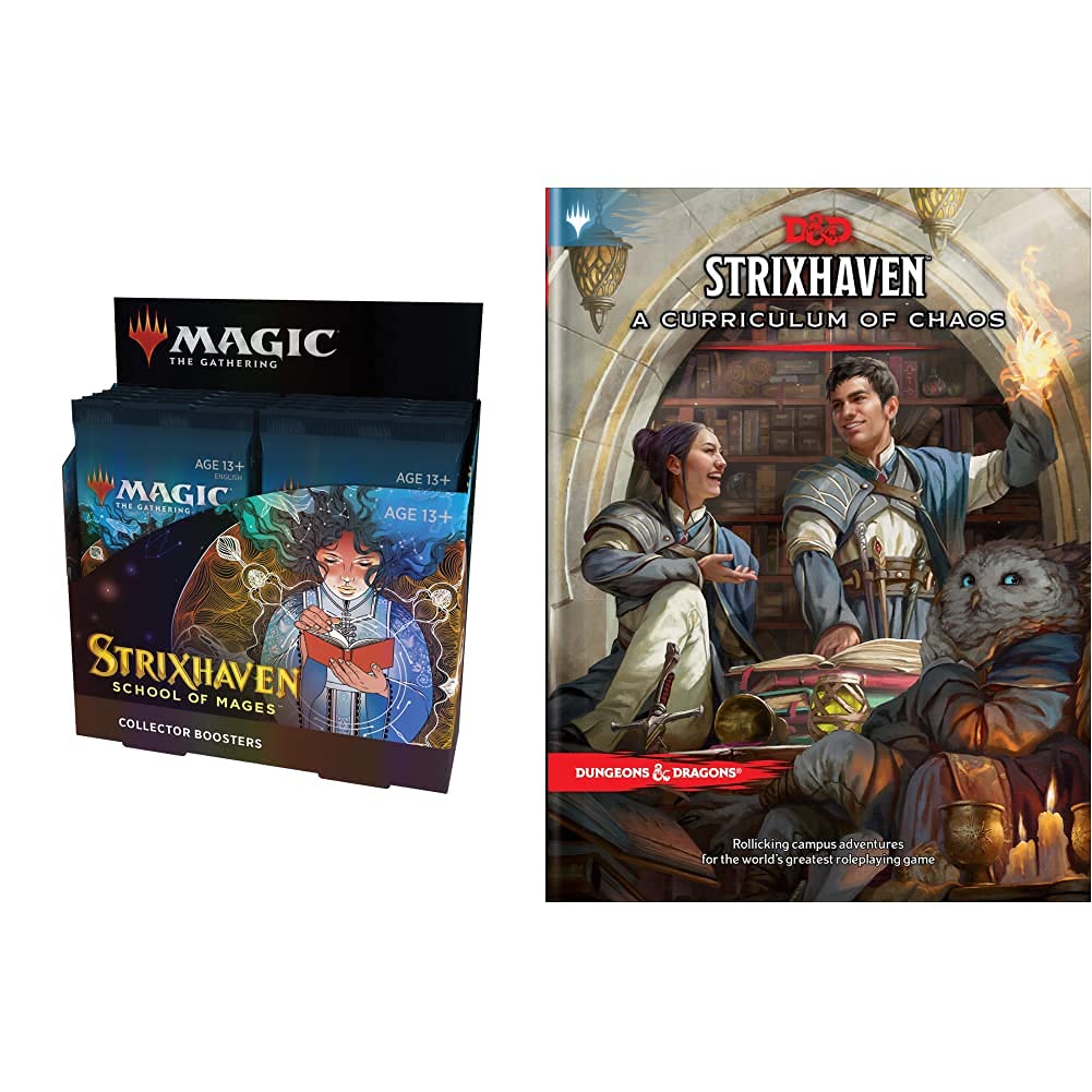 Strixhaven MTG Collector Booster Box + Curriculum of Chaos D&D Adventure Book Bundle - Magic: The Gathering Cards & Dungeons & Dragons RPG Game Accessories for Collectors and Players | Perfect for Game Nights, Gifts, and Strategy Sessions