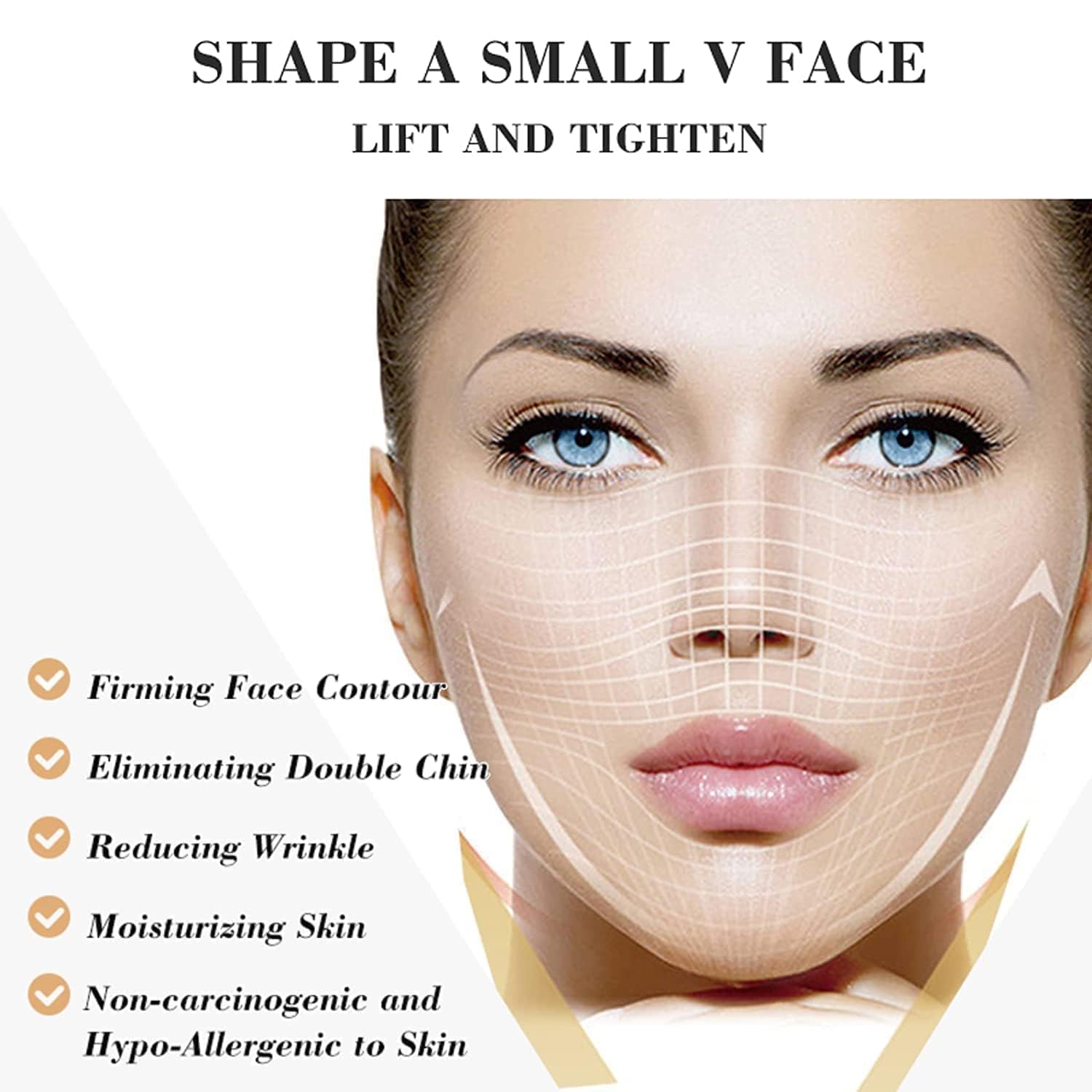 WICHARSH V Line Lifting Face Mask - Double Chin Reducer & Slimming Face Patch for Skin Tightening, Firming & Moisturizing | Chin Up Mask for Women (1pc) | Perfect for Daily Skincare Routine & Special Occasion Prep