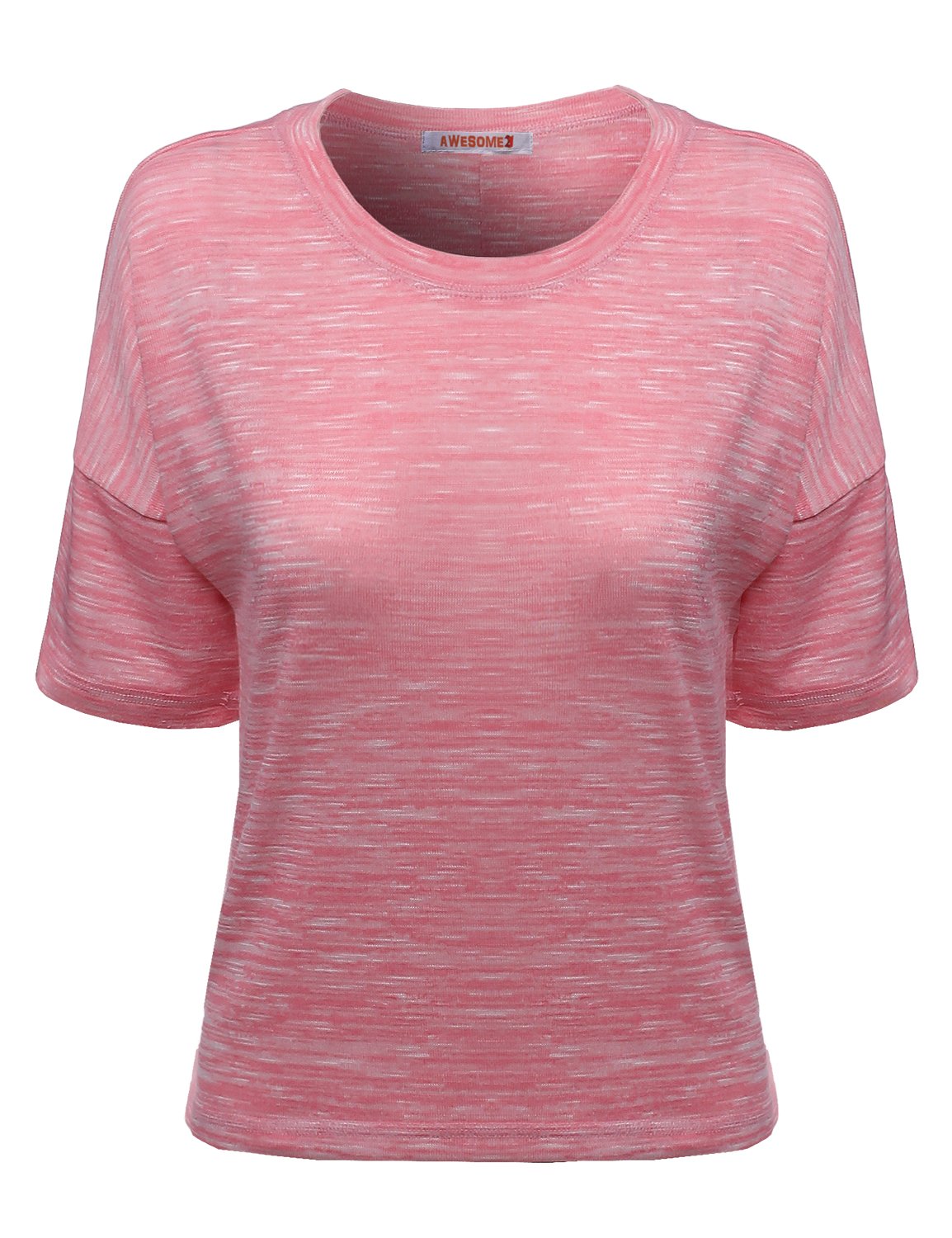 Awesome21 Women's Melanzie Round Neck Slub T-Shirts - Soft Casual Short Sleeve Tee for Everyday Wear, Outings & Layering