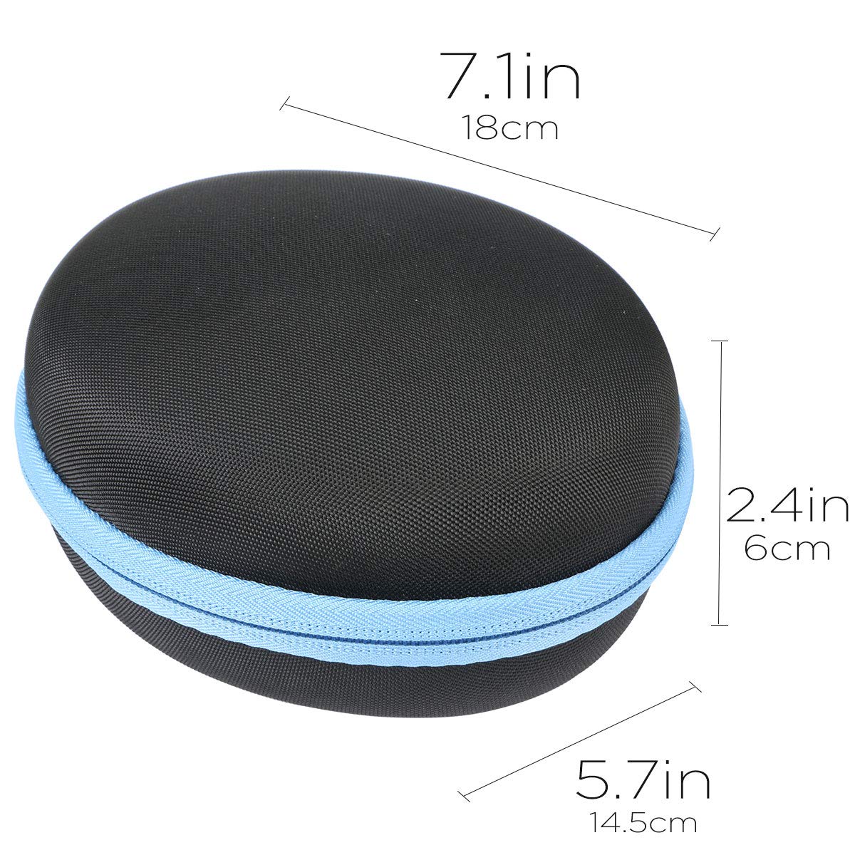 Premium Matte Hard Travel Case for Wireless Bluetooth Over-Ear Headphones - Durable Replacement Cover with Blue Zipper - Perfect for Travel, Commuting & Headphone Protection (Black)