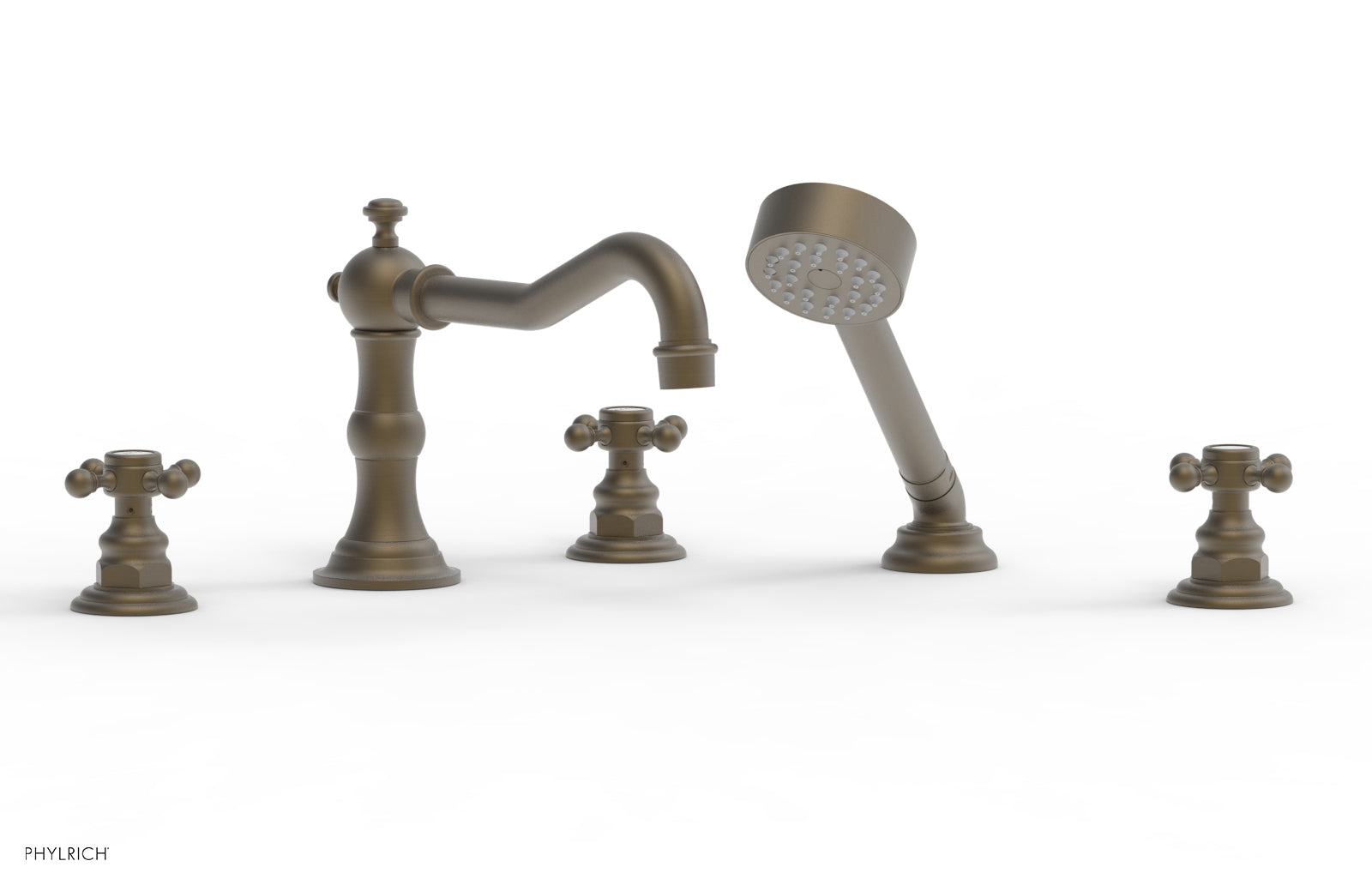 HENRI Deck Mount Tub Set with Hand Shower and Cross Handles - 161 48 - Perfect for Modern Bathroom Renovations and Spa-Like Showower Experience
