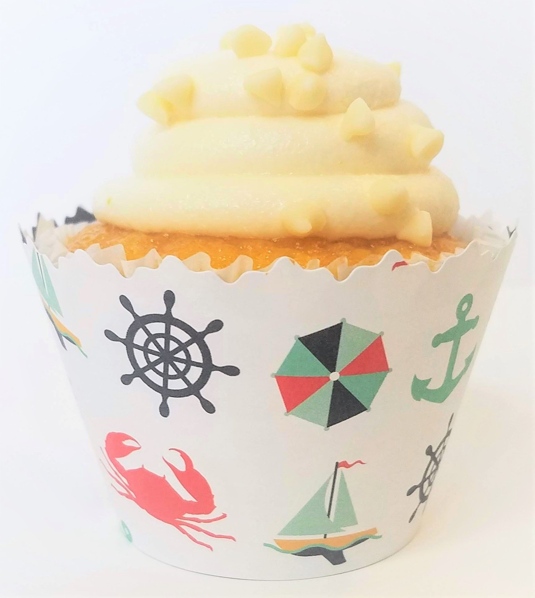 Anchors Away Cupcake Wrappers - Nautical Themed Baking Decorations for Parties, Baby Showers & Weddings | Perfect for Beach, Sailor & Marine Theme Celebrations