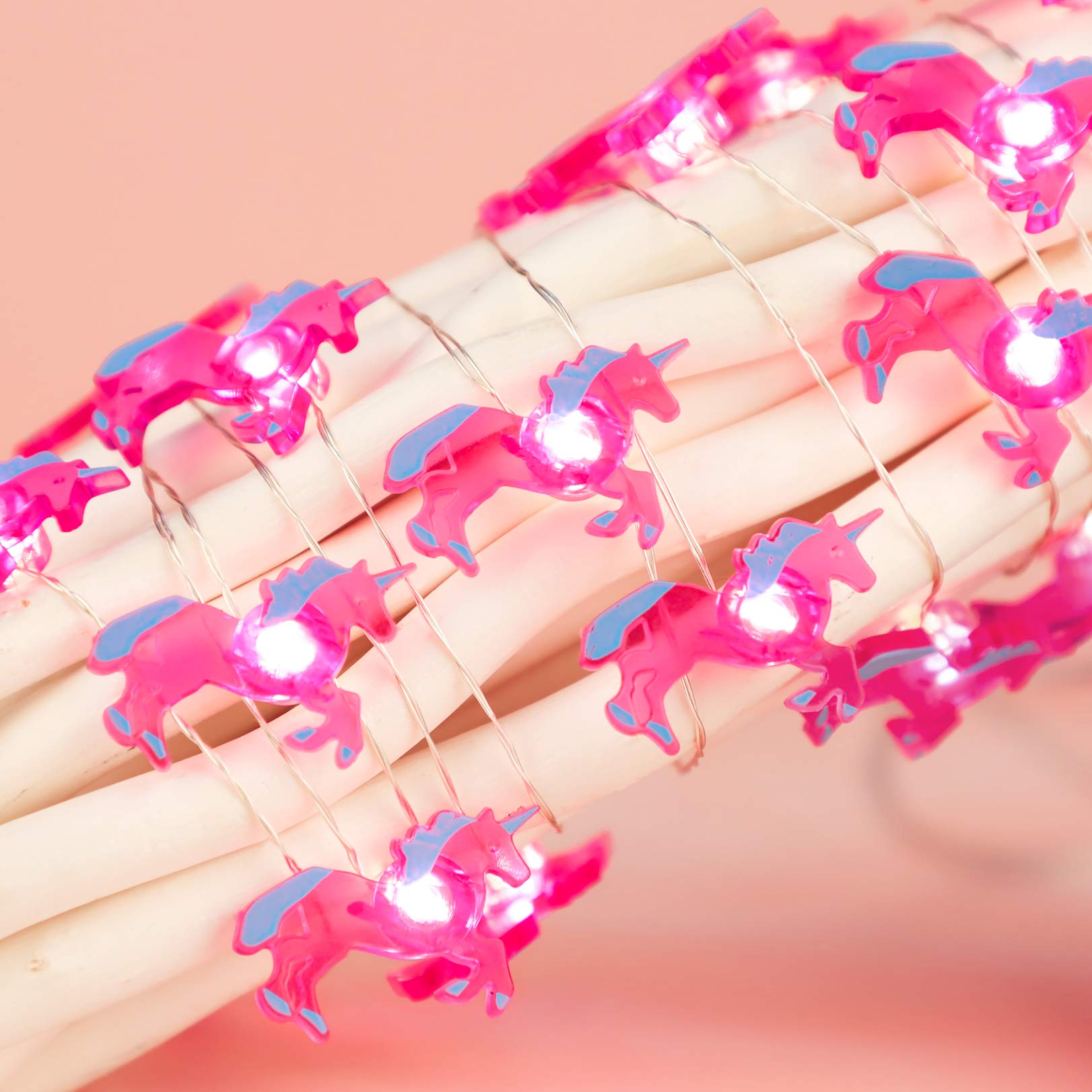 Pink Unicorn String Lights 10FT - 30 LED Fairy Lights with Remote Control, Battery or USB Powered - Perfect for Birthday Parties, Weddings, Graduations, Girls Room Decor & Nursery Lighting