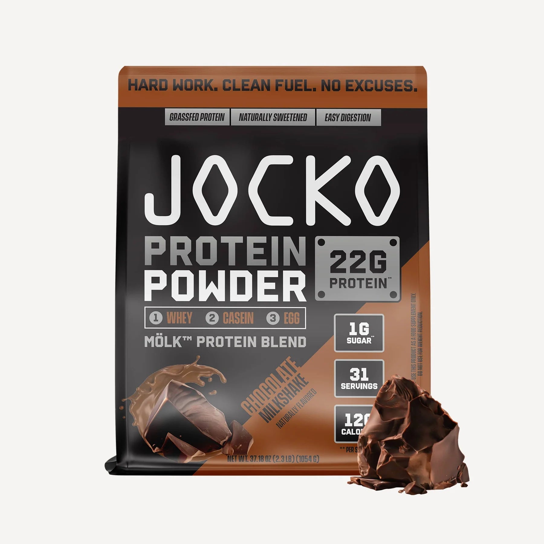 JOCKO Mölk Protein Powder - 31 Servings (2.2 lbs) | Grass-Fed Whey Protein Isolate for Muscle Recovery & Growth | Post-Workout, Weight Training & Fitness Supplement