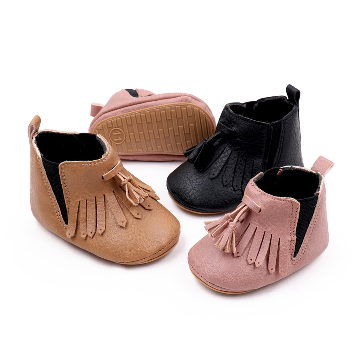 **Baby Girls Cowboy Boots with Tassels – Soft Leather Moccasins with Non-Slip Soles for Toddlers & Infants | Perfect for Playtime, Parties & Western-Themed Outfits**