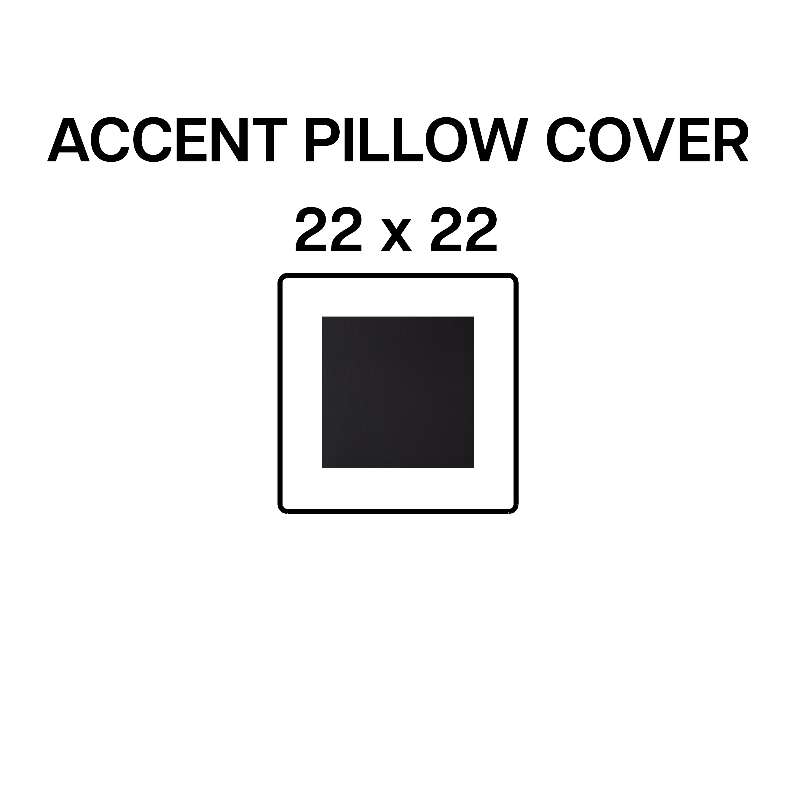 22x22 Inches Decorative Throw Pillow Cover - Soft Coal Black Accent Cushion for Sofa, Bed, Living Room & Home Decor
