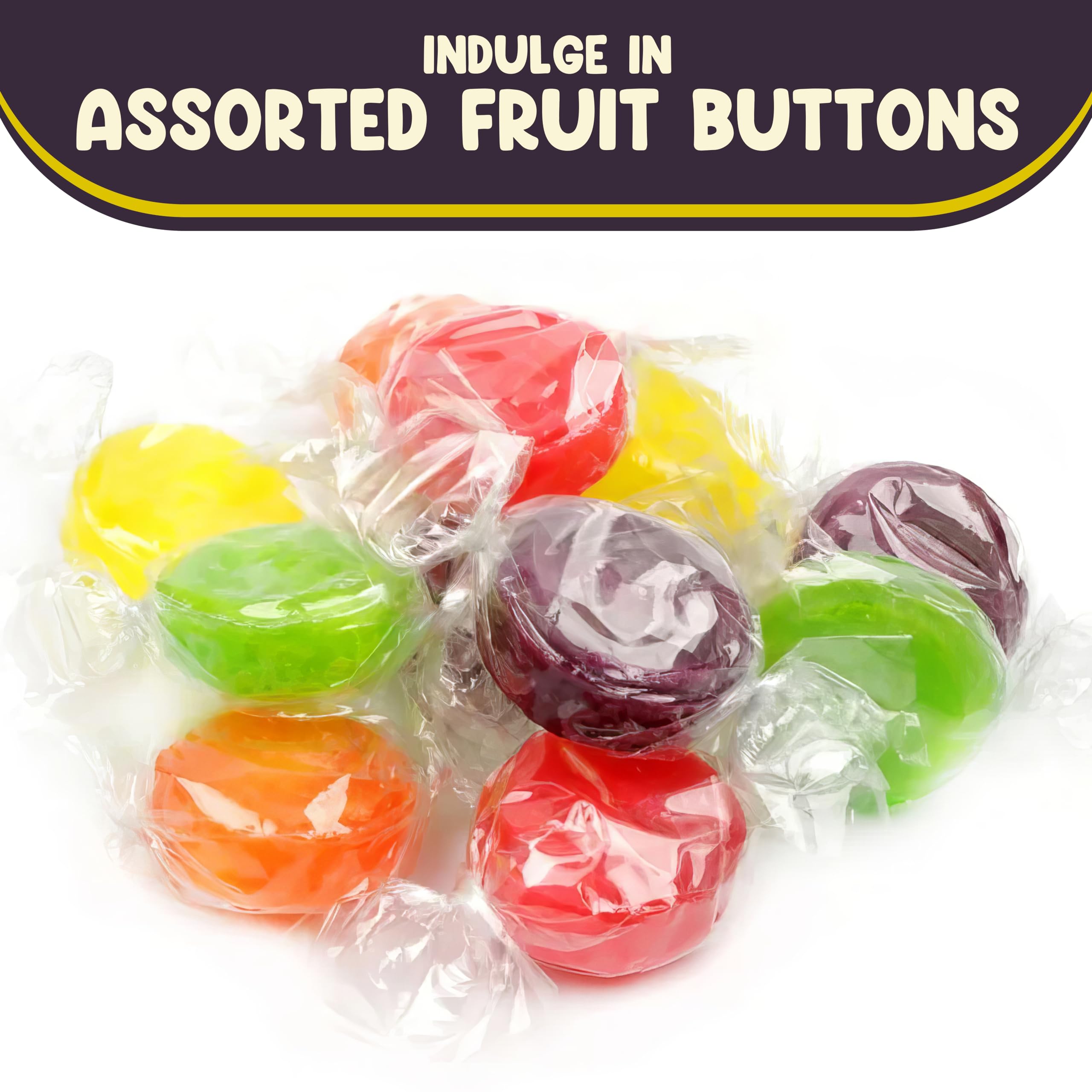 Assorted Fruit Buttons Hard Candy - 5lb Bulk Pack (Approx 400 Pieces) - Old Fashioned Holiday Candy for Parties, Gifts & Dessert Toppings
